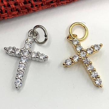 CZ Micro pave Gold/ Silver Cross pendant
