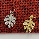 Dainty Tropical Foliage pendant, CZ Leaf