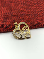 18k Gold Plated Mom Heart Charm CZ | Bellaire Wholesale