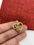 18k Gold Plated Mom Heart Charm CZ | Bellaire Wholesale