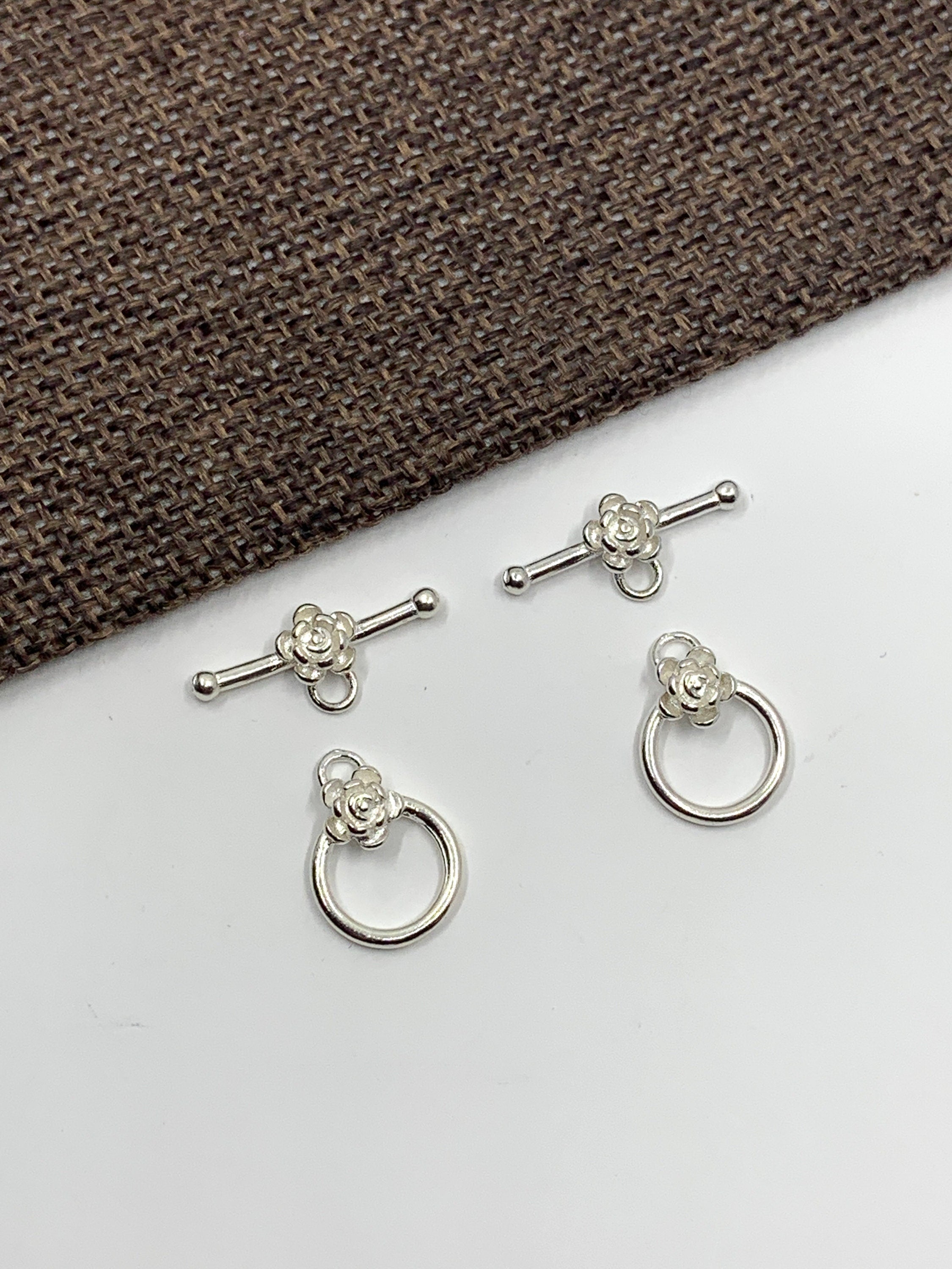 925 Sterling Silver Flower Toggle Clasps