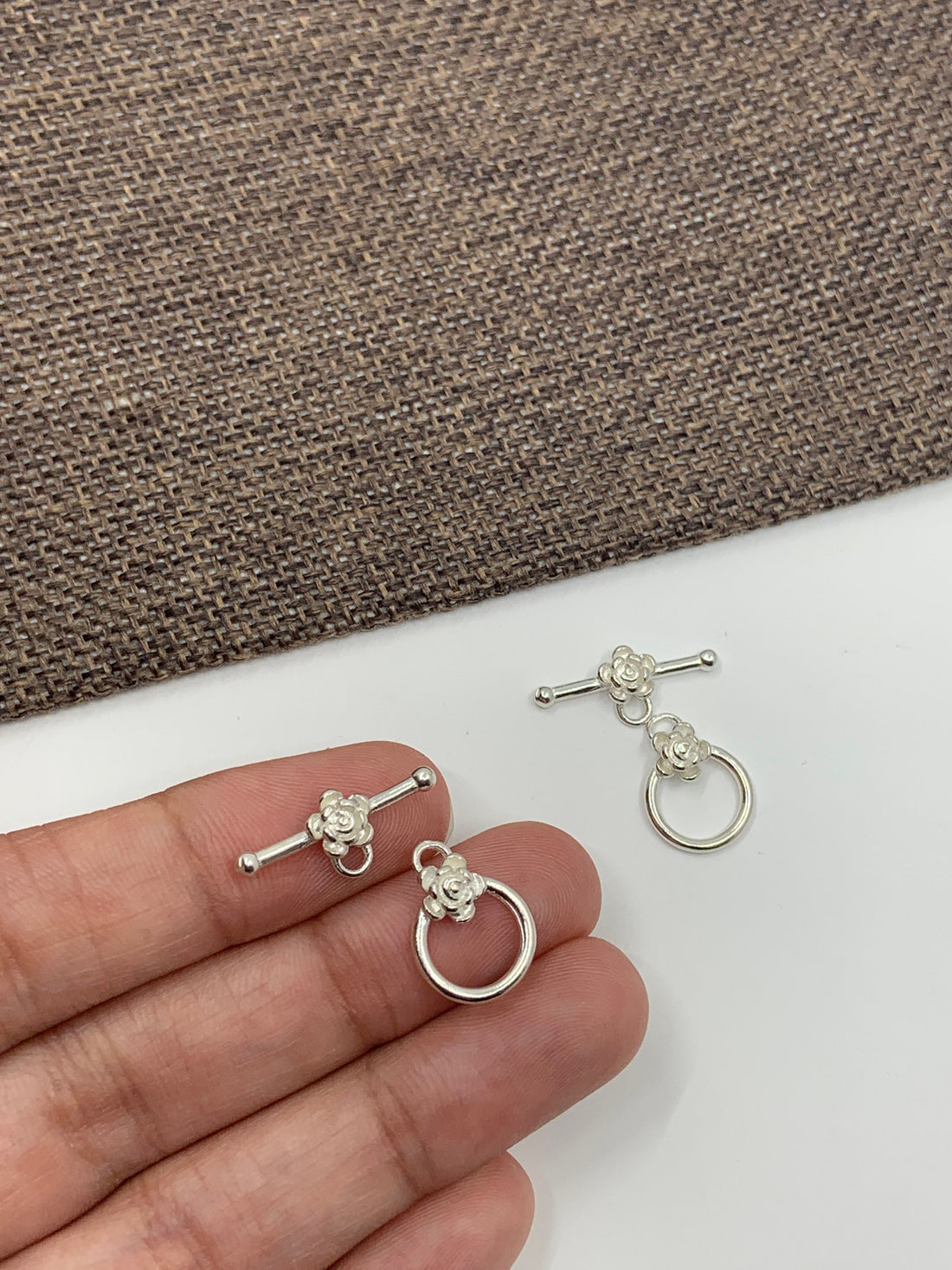 925 Sterling Silver Flower Toggle Clasps