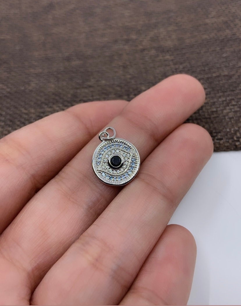 Sterling Silver Light blue Evil eye Charm | BELLAIRE WHOLESALE