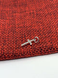 Mini Cross CZ Charm Pendant, Silver