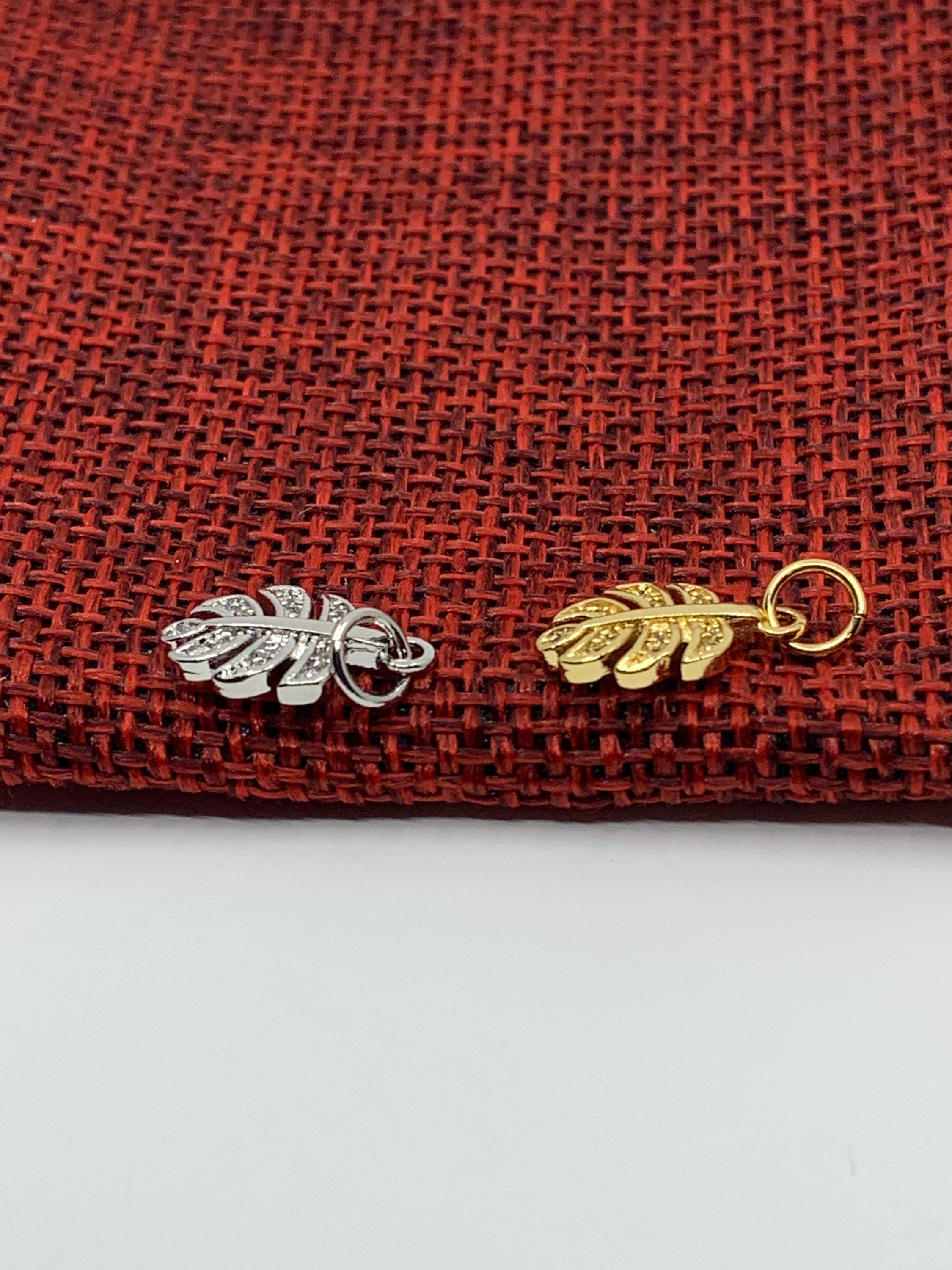 Dainty Tropical Foliage pendant, CZ Leaf