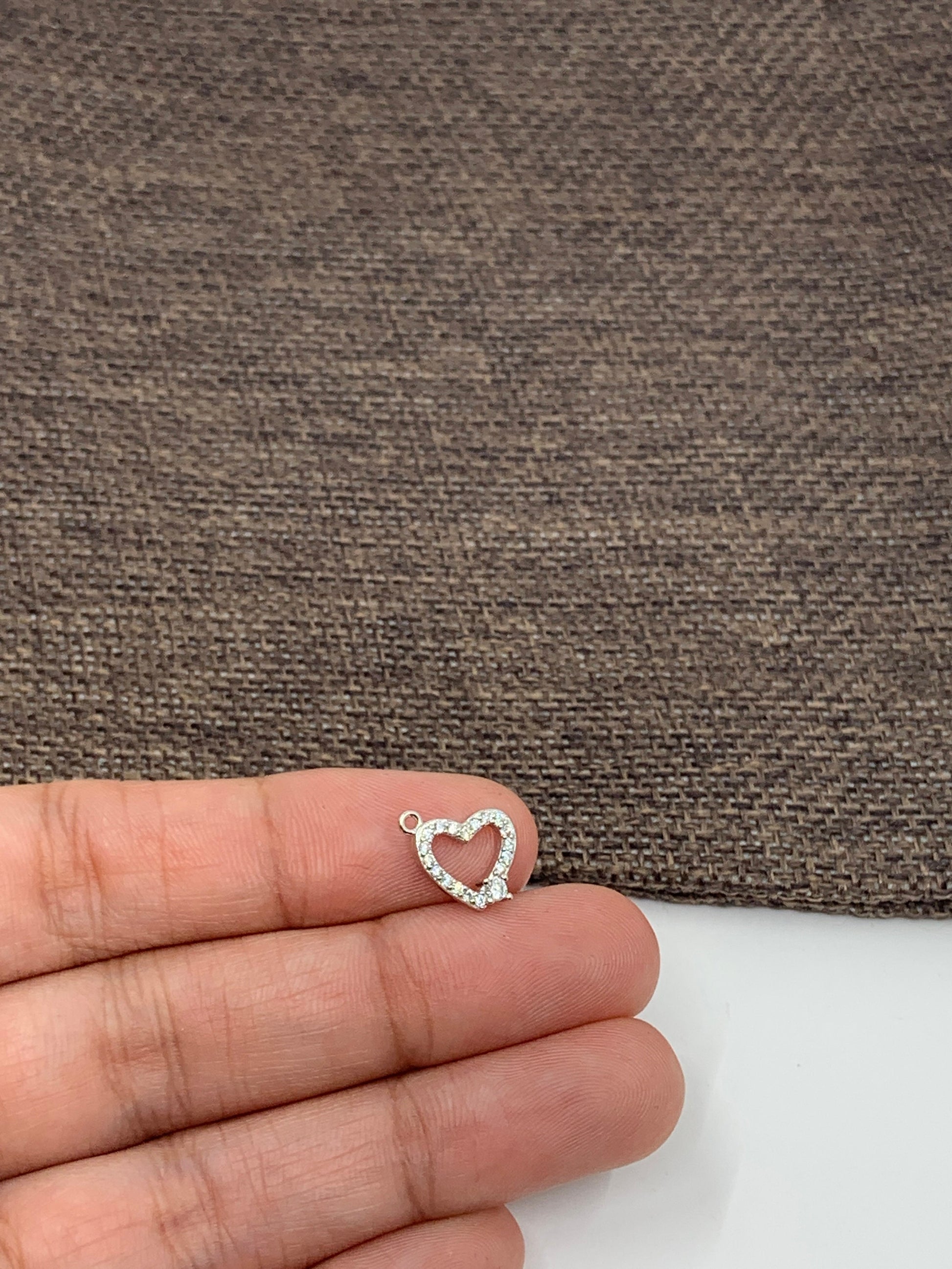 925 Sterling silver heart charm, 1pc | Bellaire Wholesale