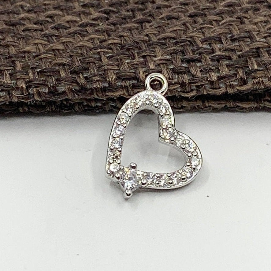 925 Sterling silver heart charm, 1pc | Bellaire Wholesale