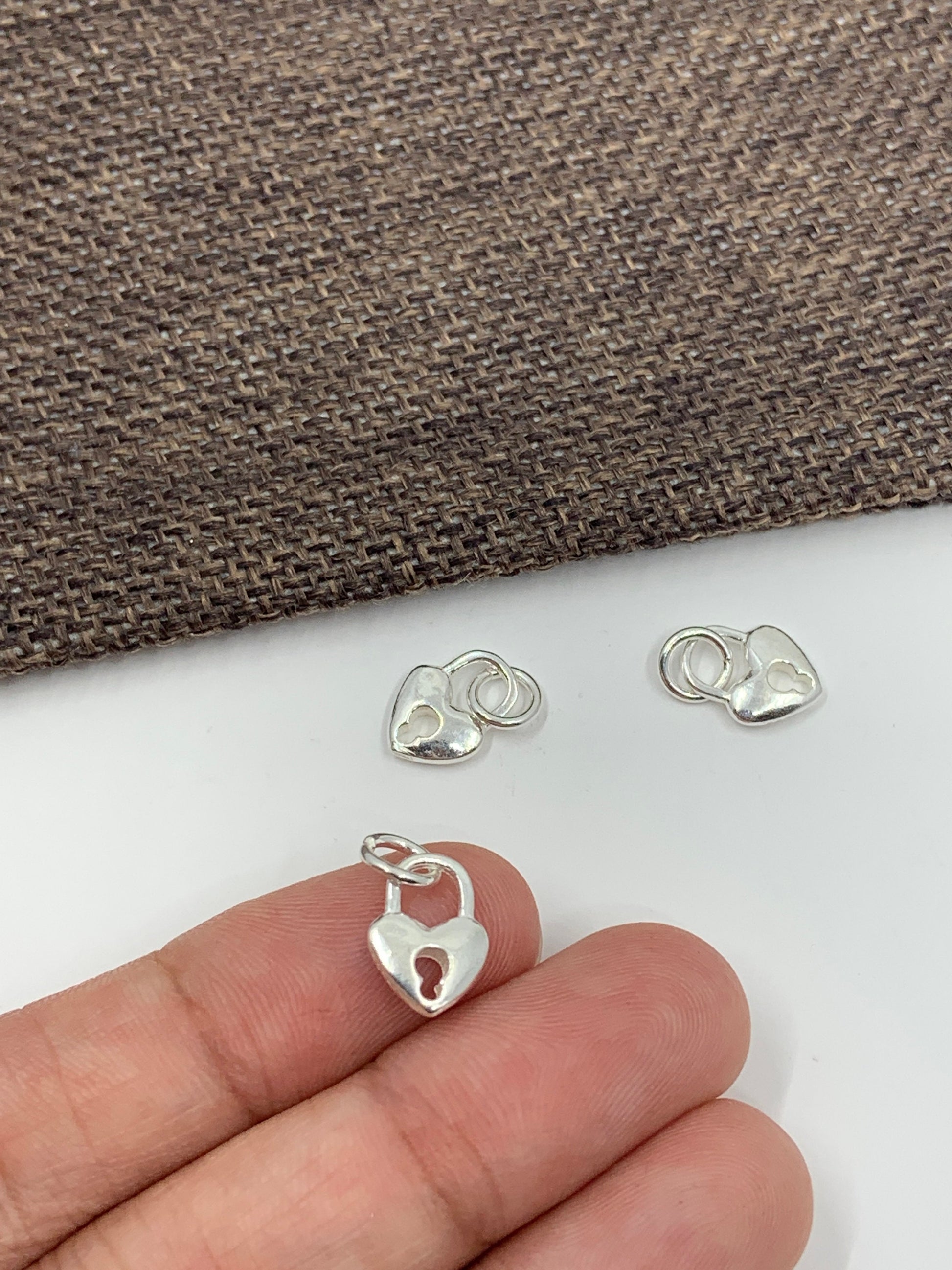 925 Sterling Silver Heart with Lock Charm | Bellaire Wholesale