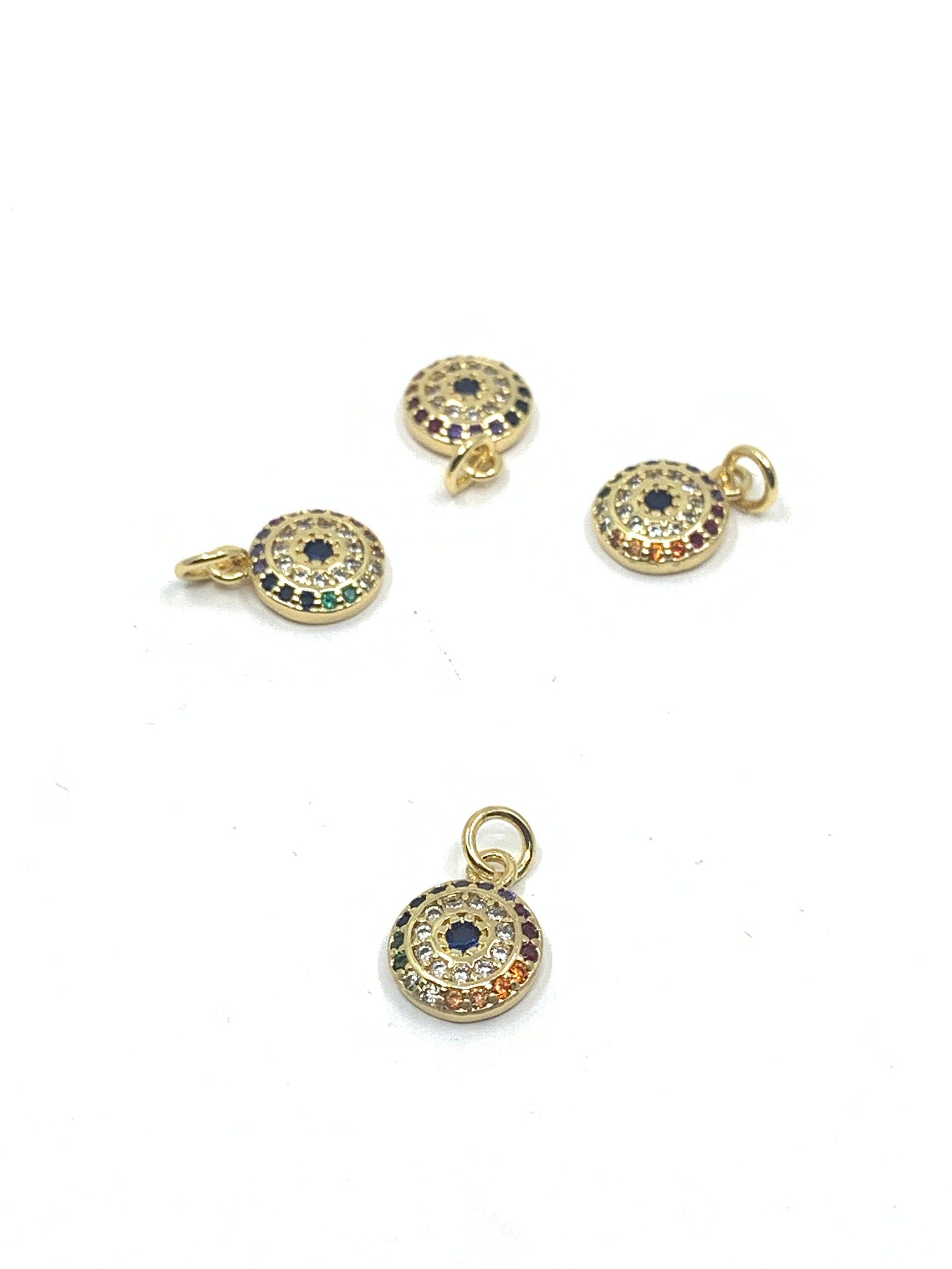Mutli-colored evil eye Charm, Brass CZ | Bellaire Wholesale