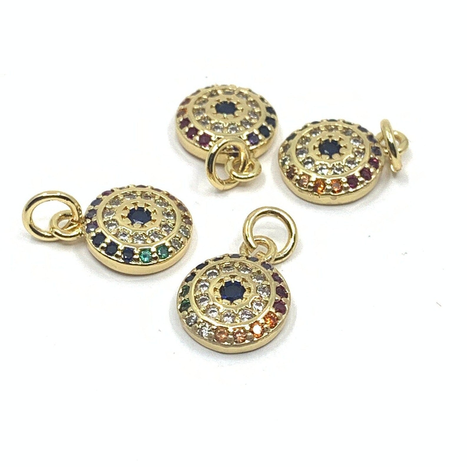 Mutli-colored evil eye Charm, Brass CZ | Bellaire Wholesale