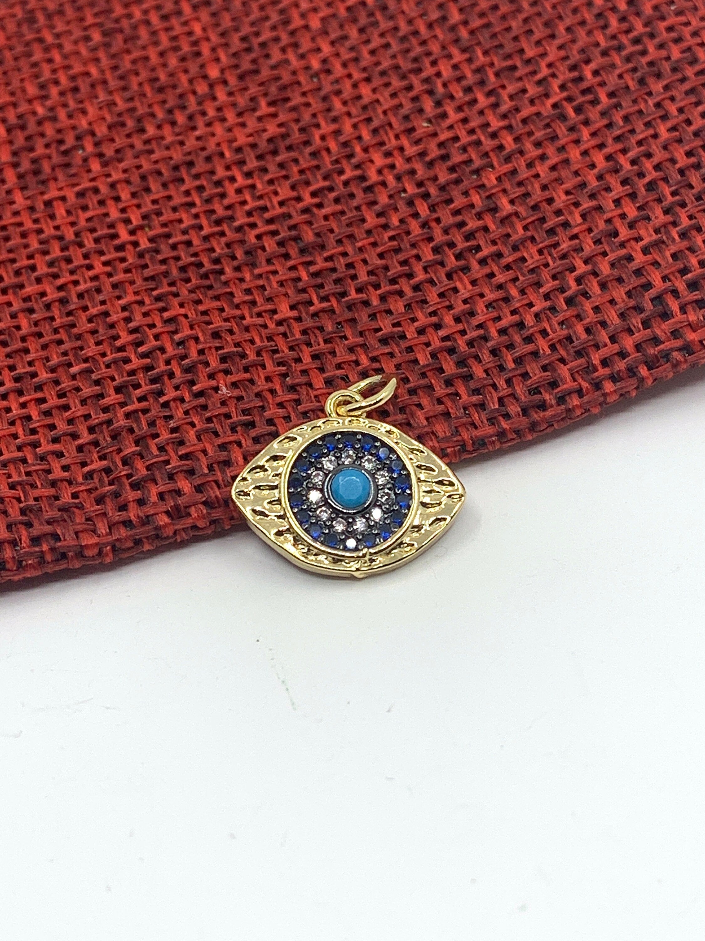 18k gold Evil Eye Pendant, Micro pave | Bellaire Wholesale
