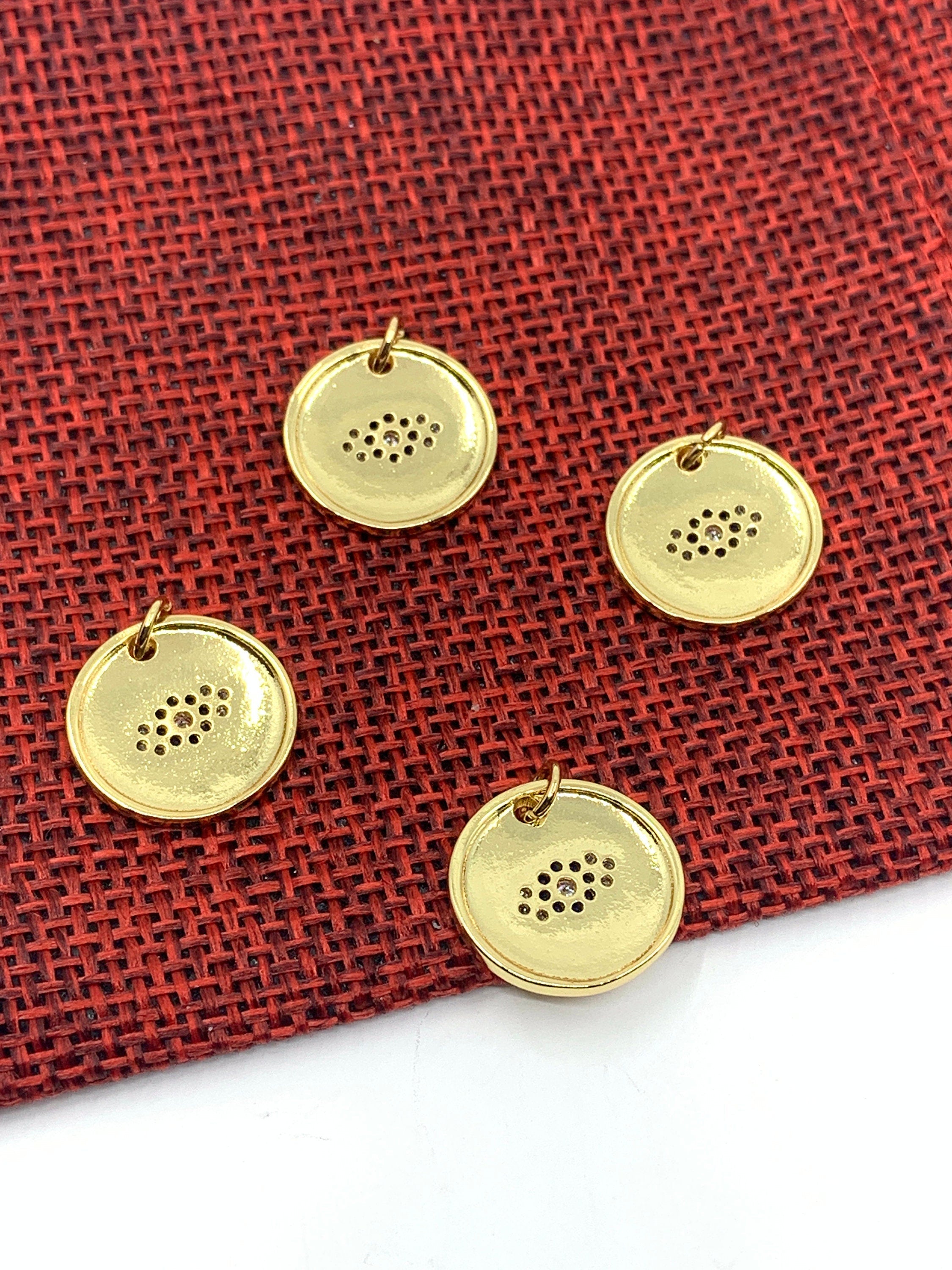 Round Evil Eye Gold Charm | Bellaire Wholesale