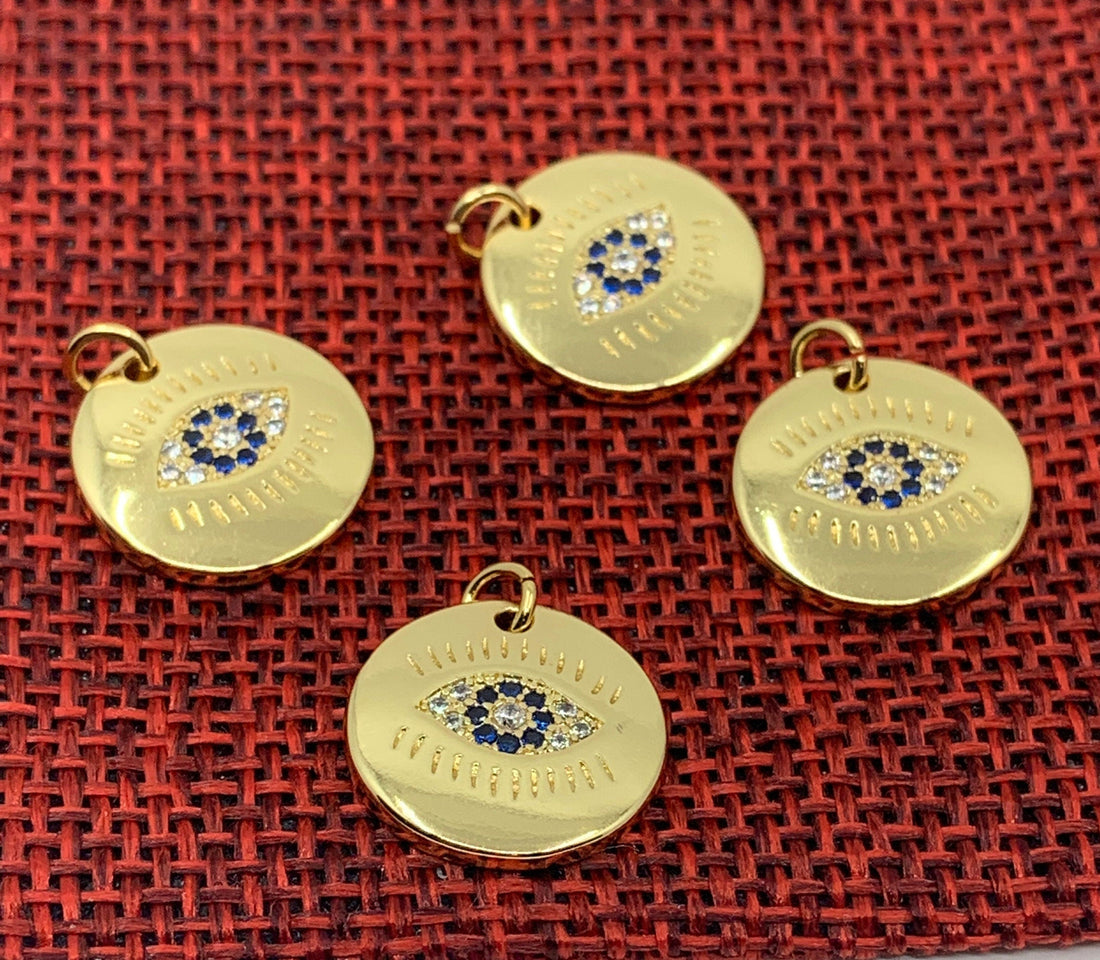 Round Evil Eye Gold Charm | Bellaire Wholesale