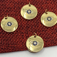 Round Evil Eye Gold Charm | Bellaire Wholesale