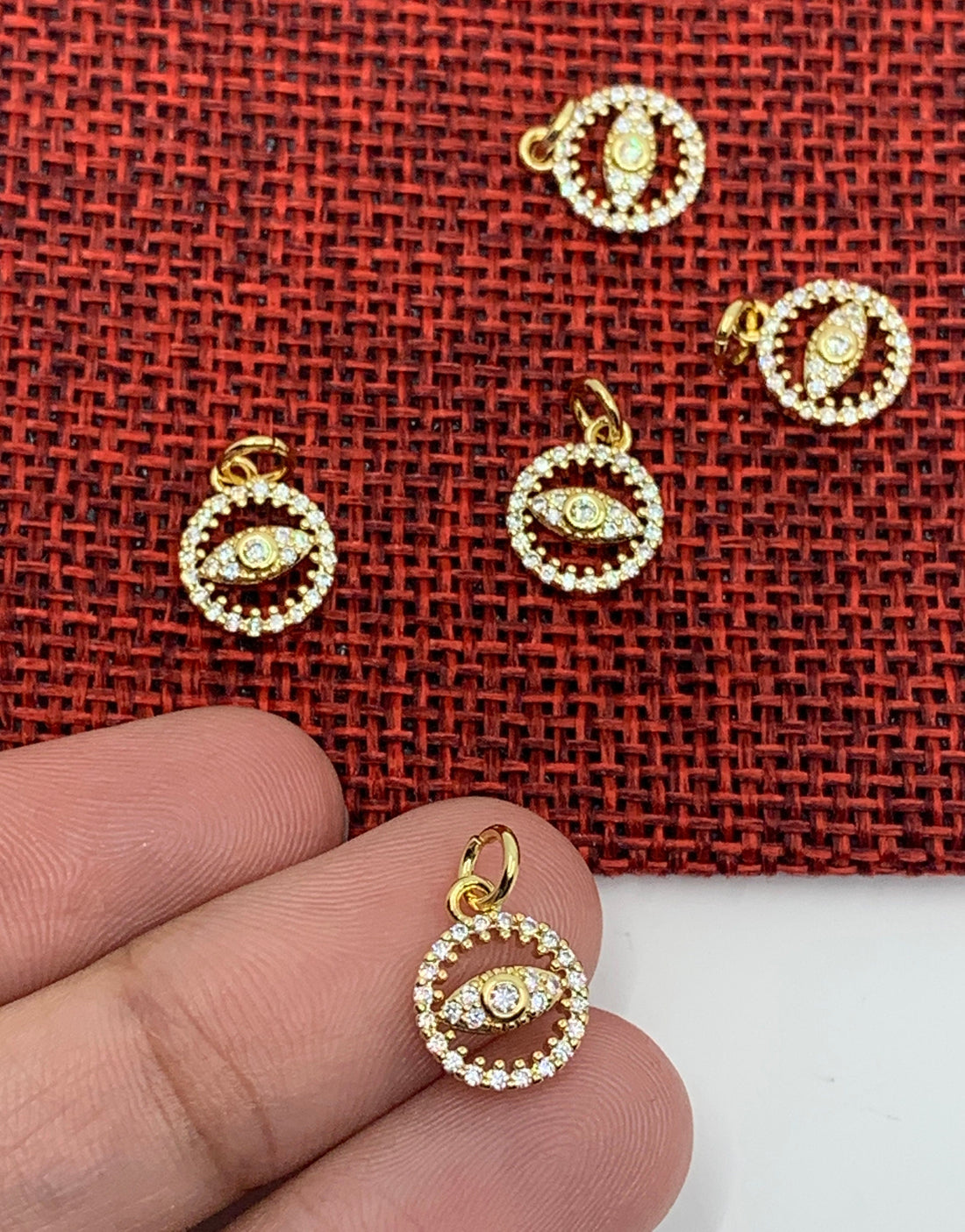 Cubic Zirconia Evil Eye, Round Mini Charm | Bellaire Wholesale