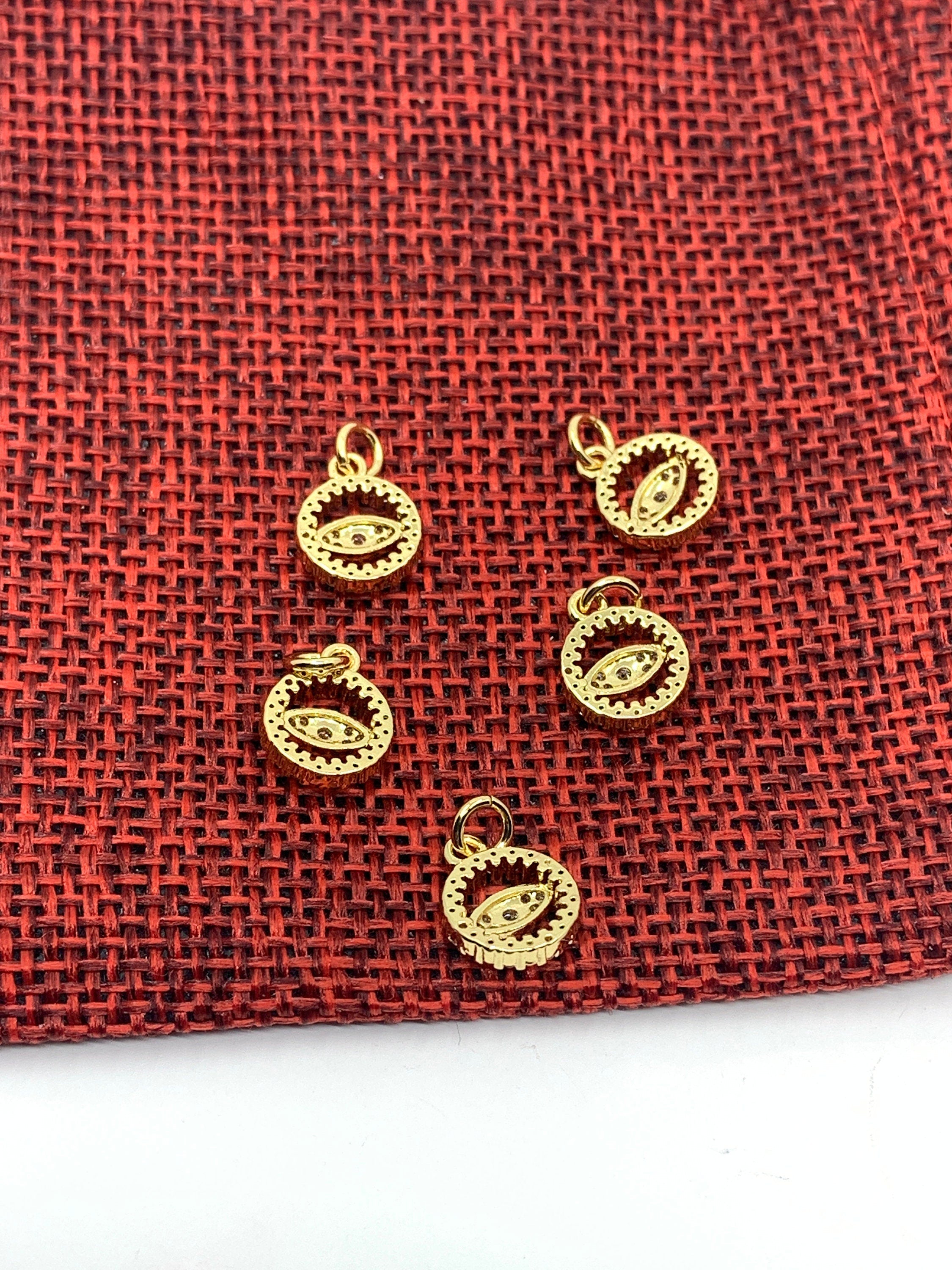 Cubic Zirconia Evil Eye, Round Mini Charm | Bellaire Wholesale