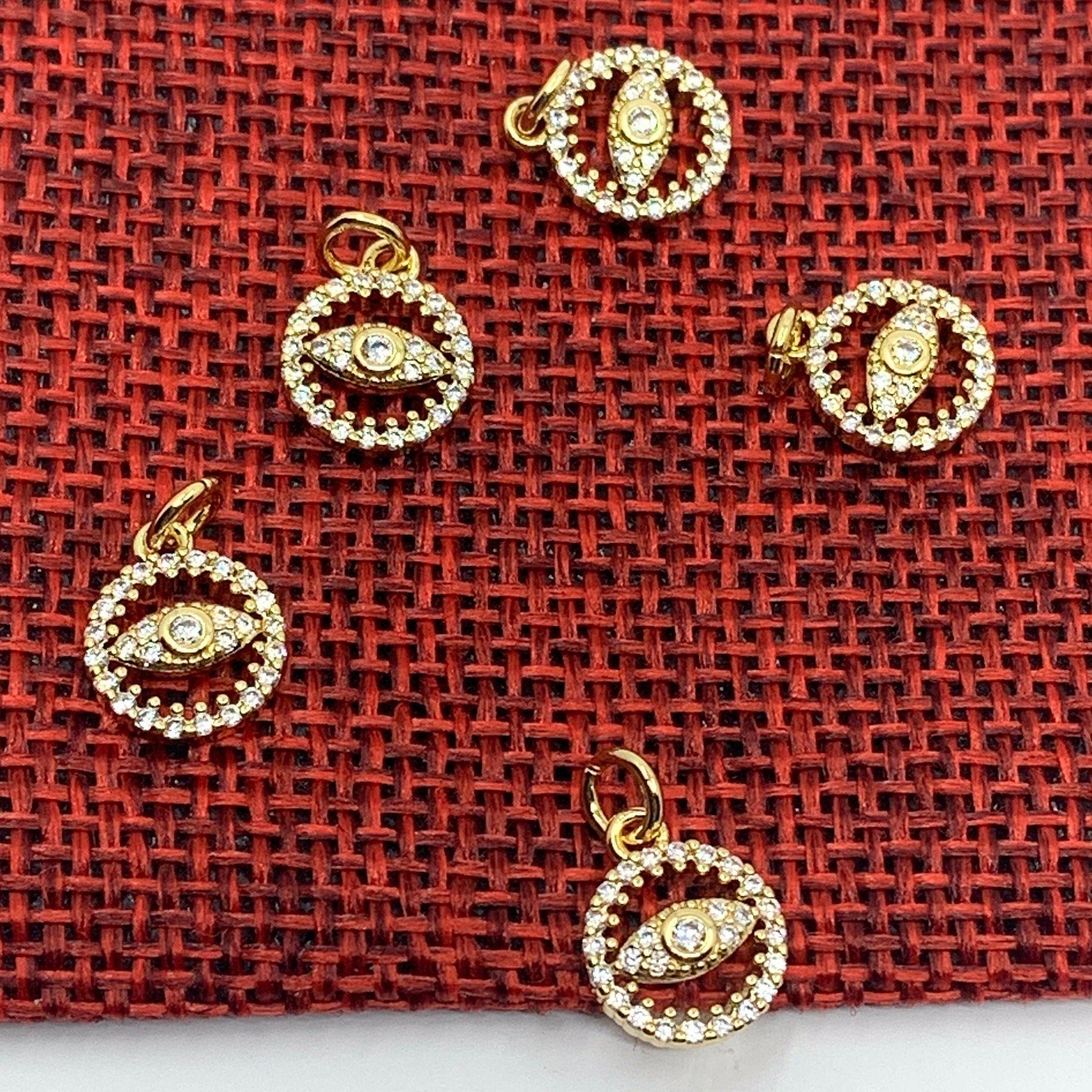 Cubic Zirconia Evil Eye, Round Mini Charm | Bellaire Wholesale