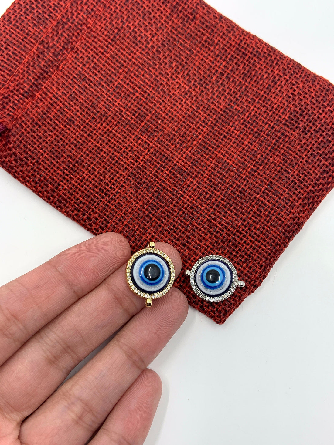 Shiny Cubic Zirconia Evil Eye Connector | Bellaire Wholesale