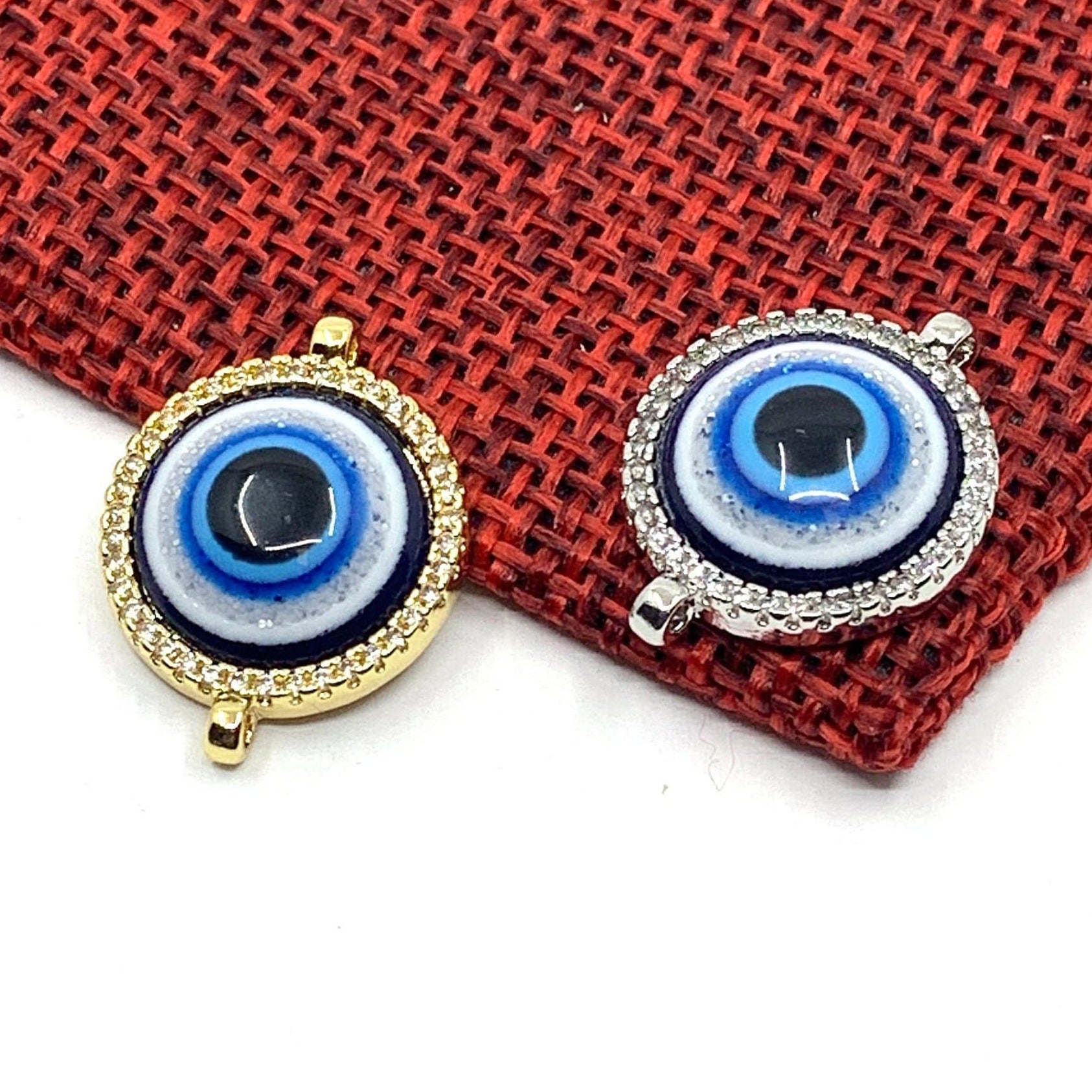 Shiny Cubic Zirconia Evil Eye Connector | Bellaire Wholesale