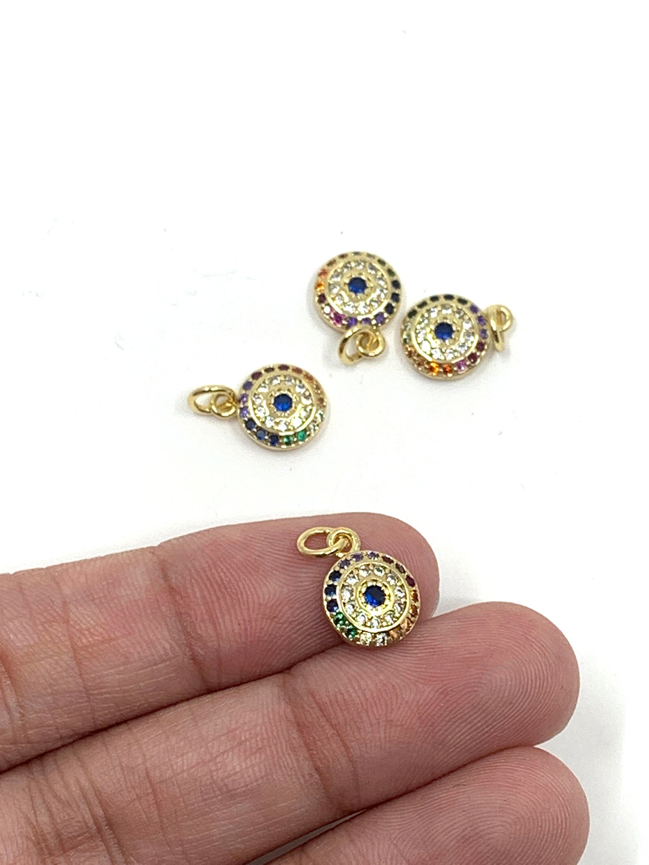 Mutli-colored evil eye Charm, Brass CZ | Bellaire Wholesale