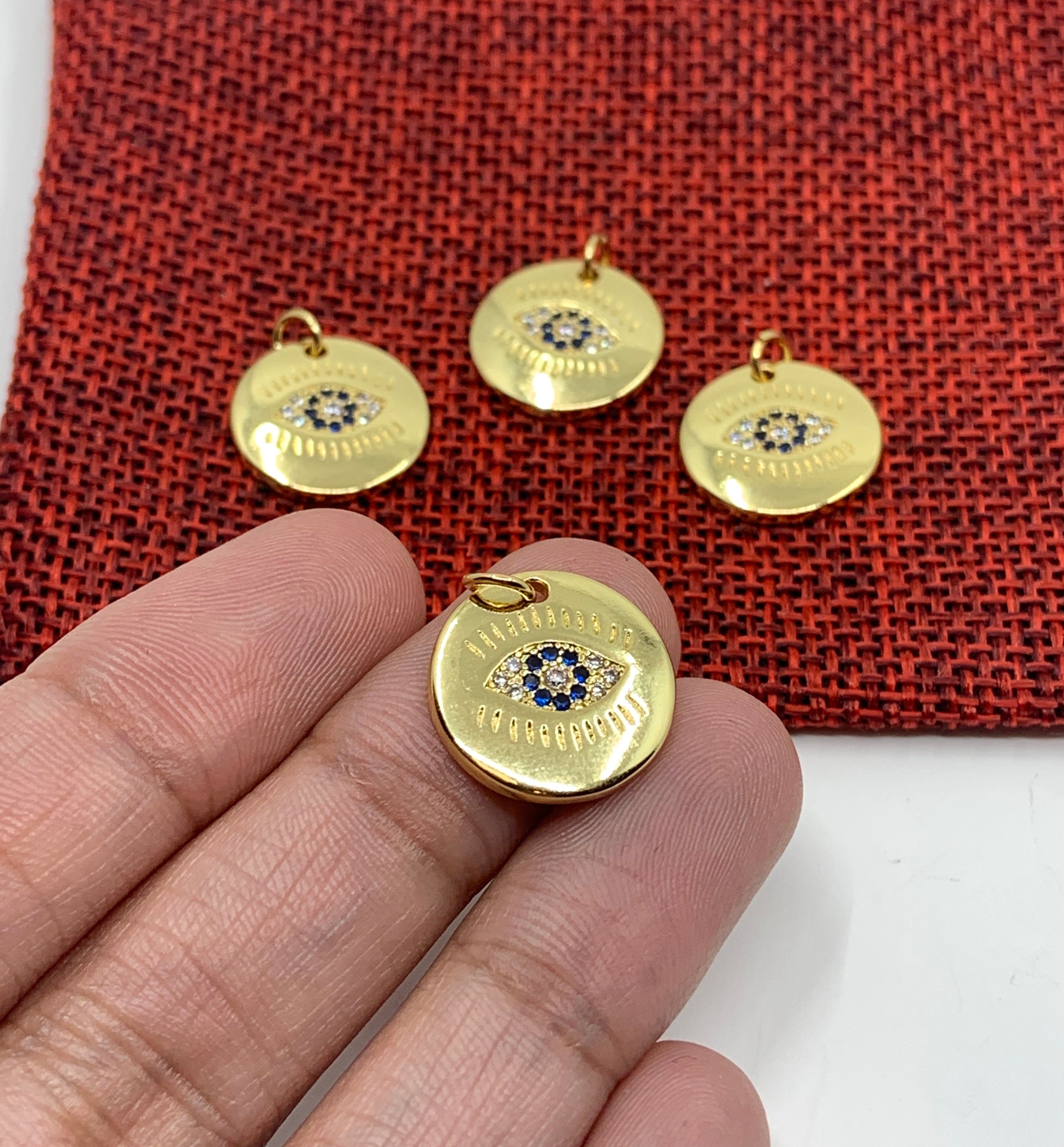 Round Evil Eye Gold Charm | Bellaire Wholesale