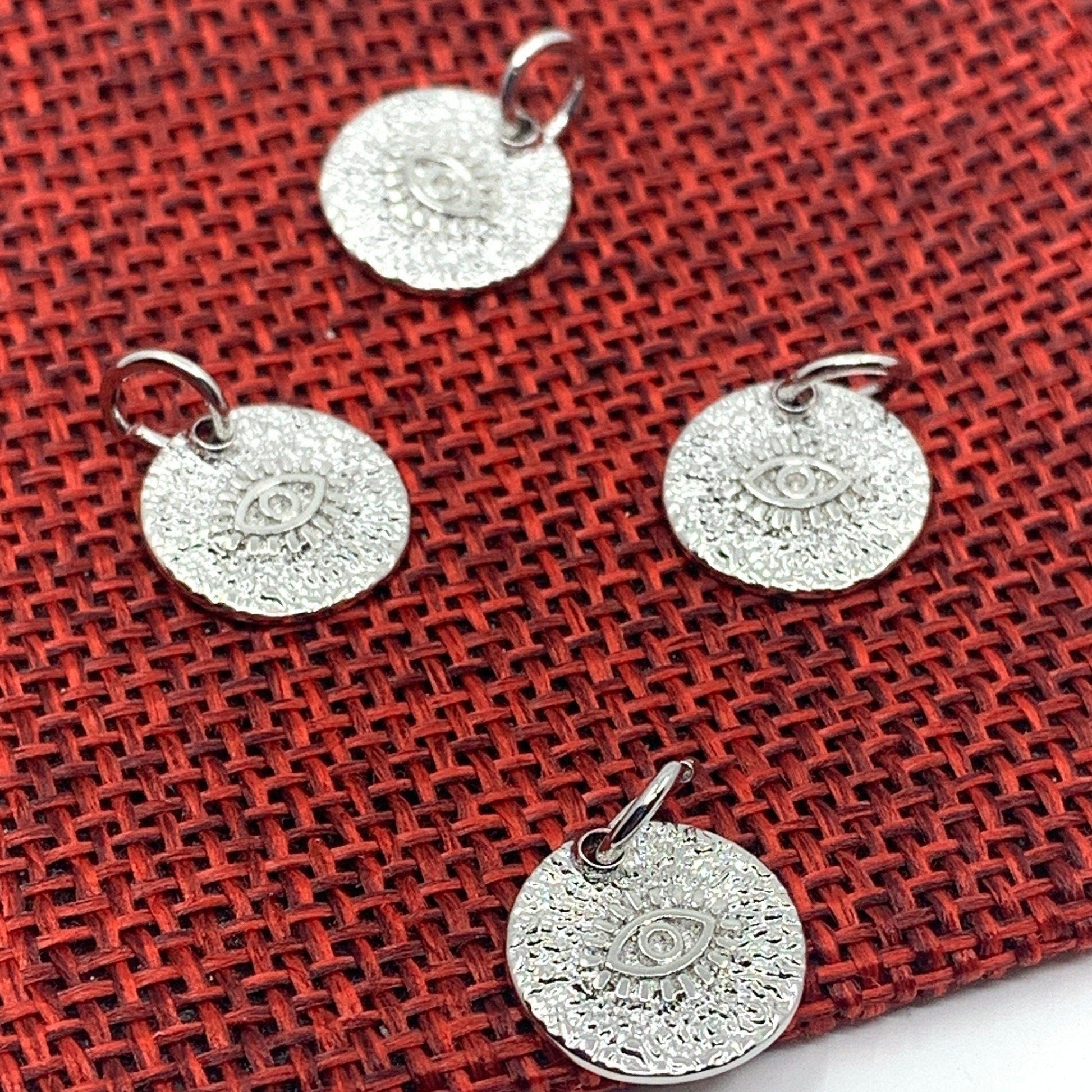 Evil Eye Coin Charm, Rhodium plated | Bellaire Wholesale