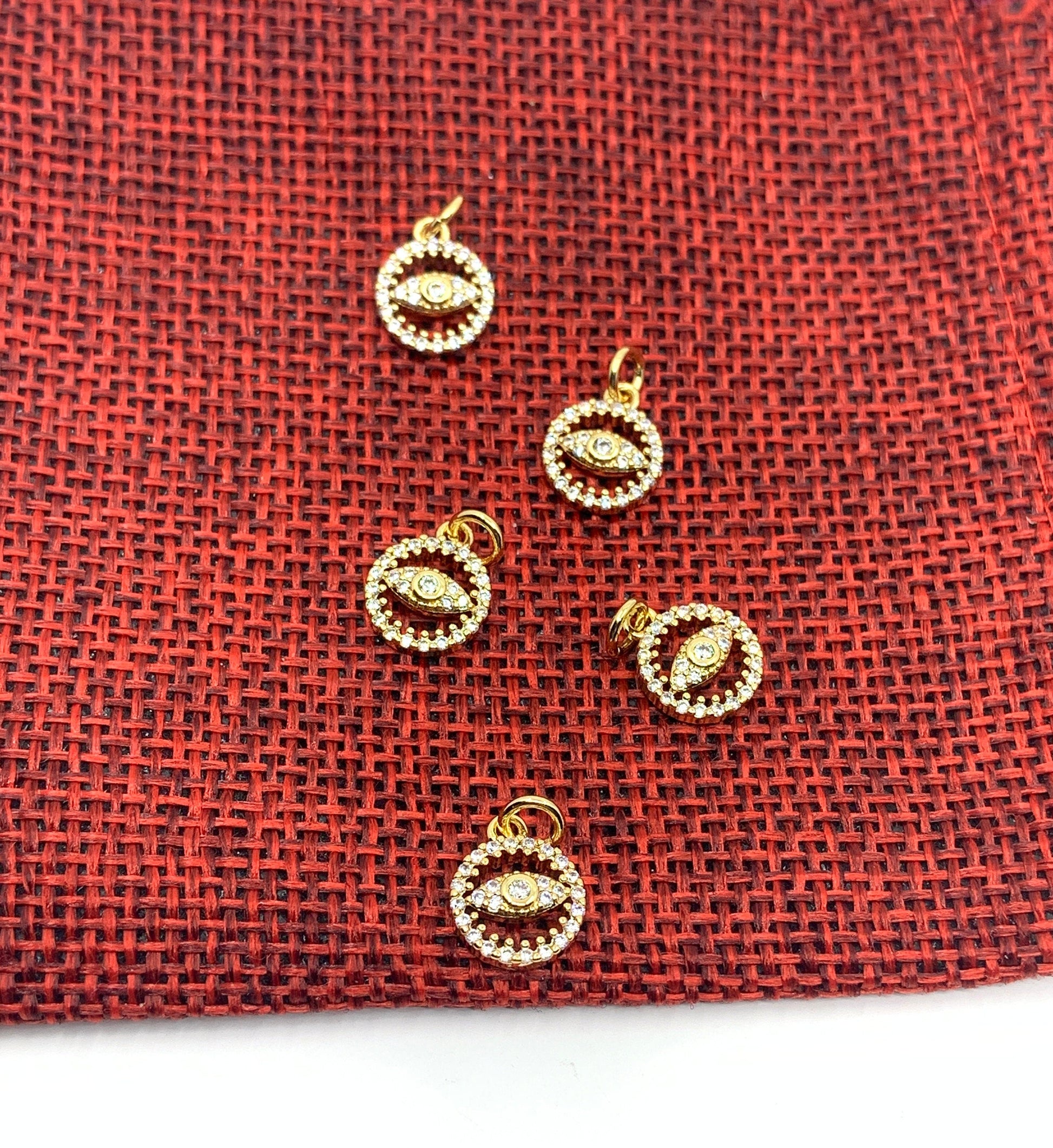 Cubic Zirconia Evil Eye, Round Mini Charm | Bellaire Wholesale