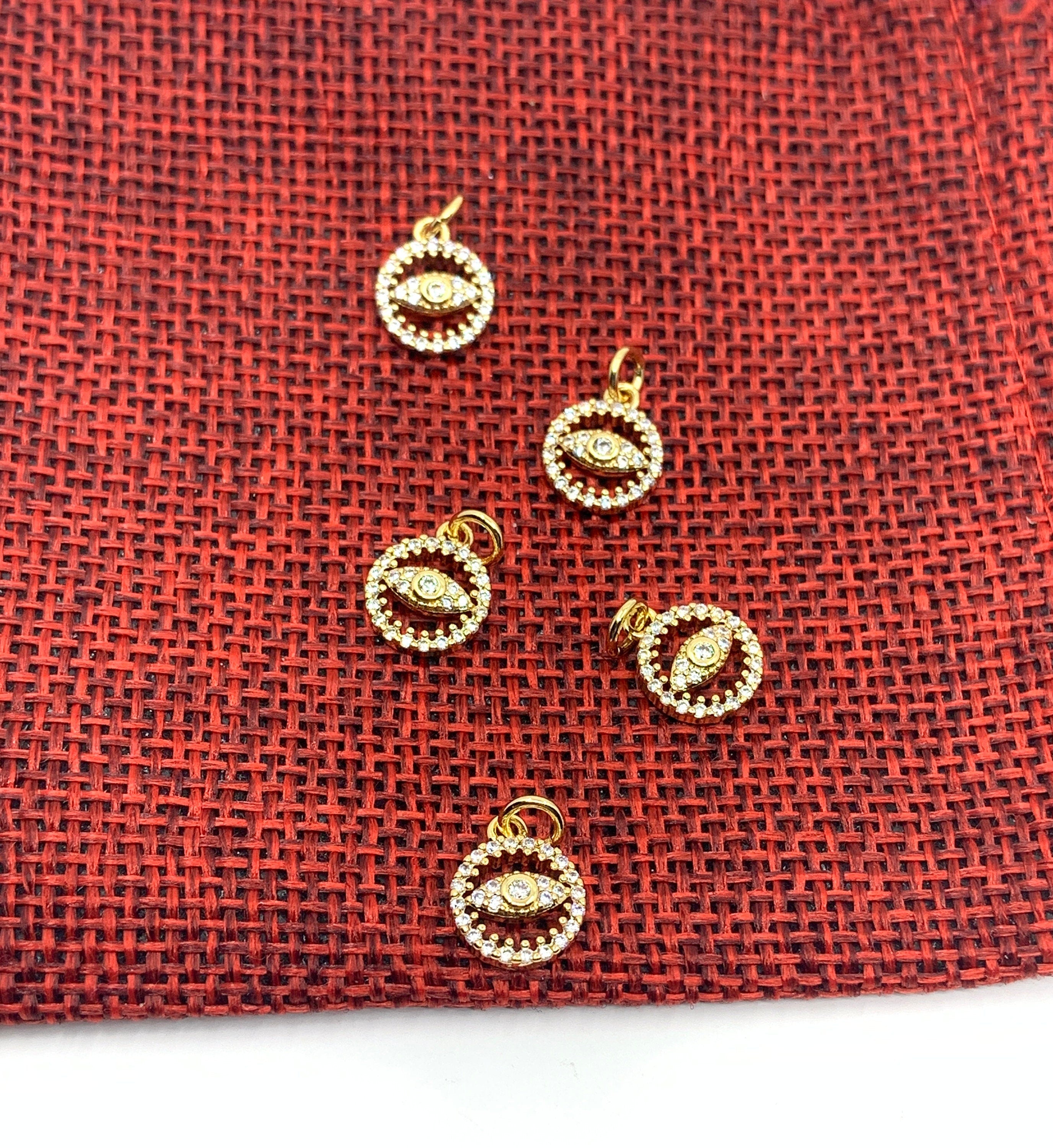 Cubic Zirconia Evil Eye, Round Mini Charm | Bellaire Wholesale