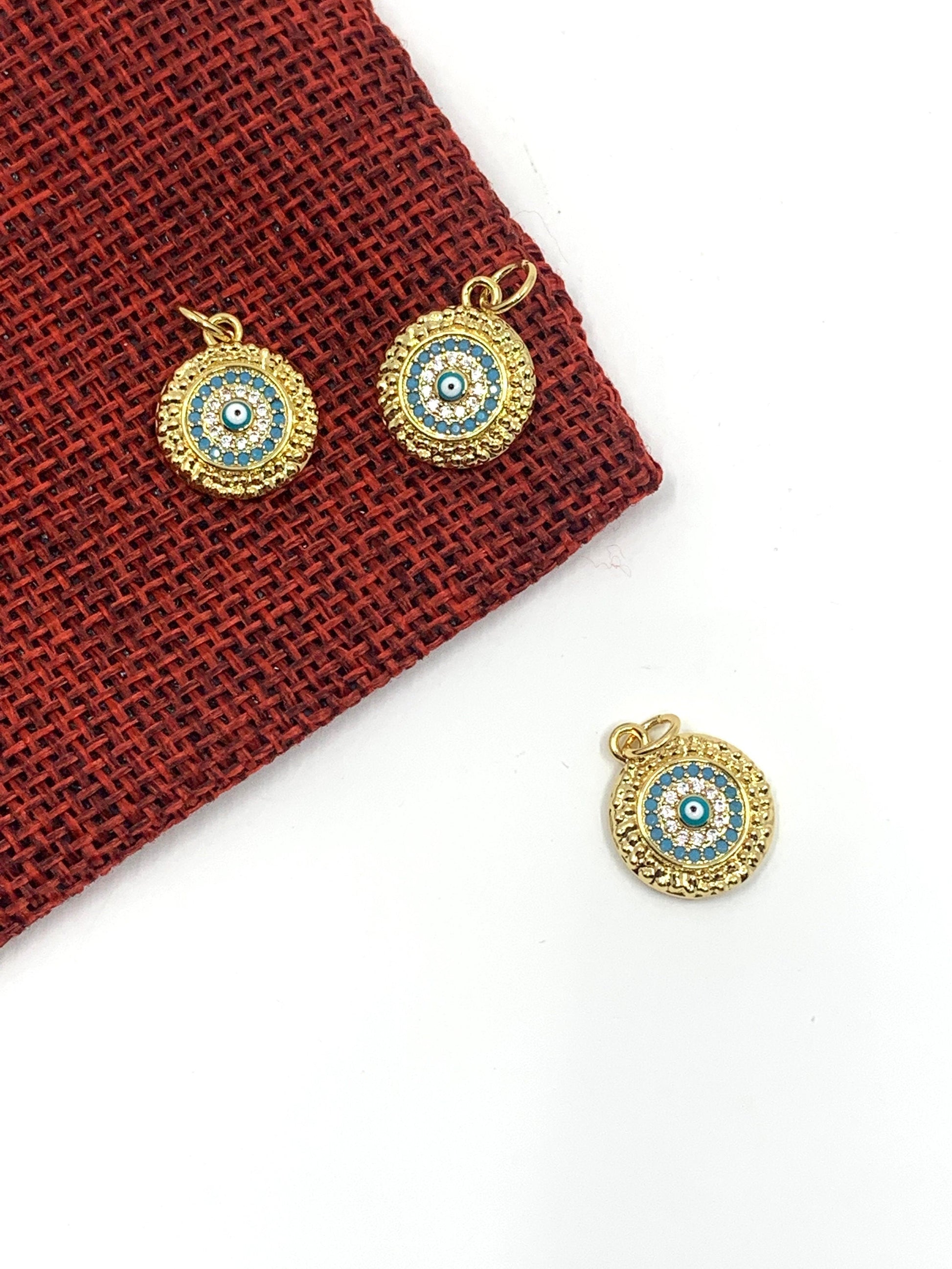 Gold Light Blue Evil Eye Charm | Bellaire Wholesale