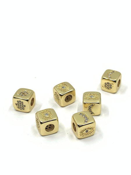 Cube Spacer Beads with Protection Signs | Bellaire Wholesale
