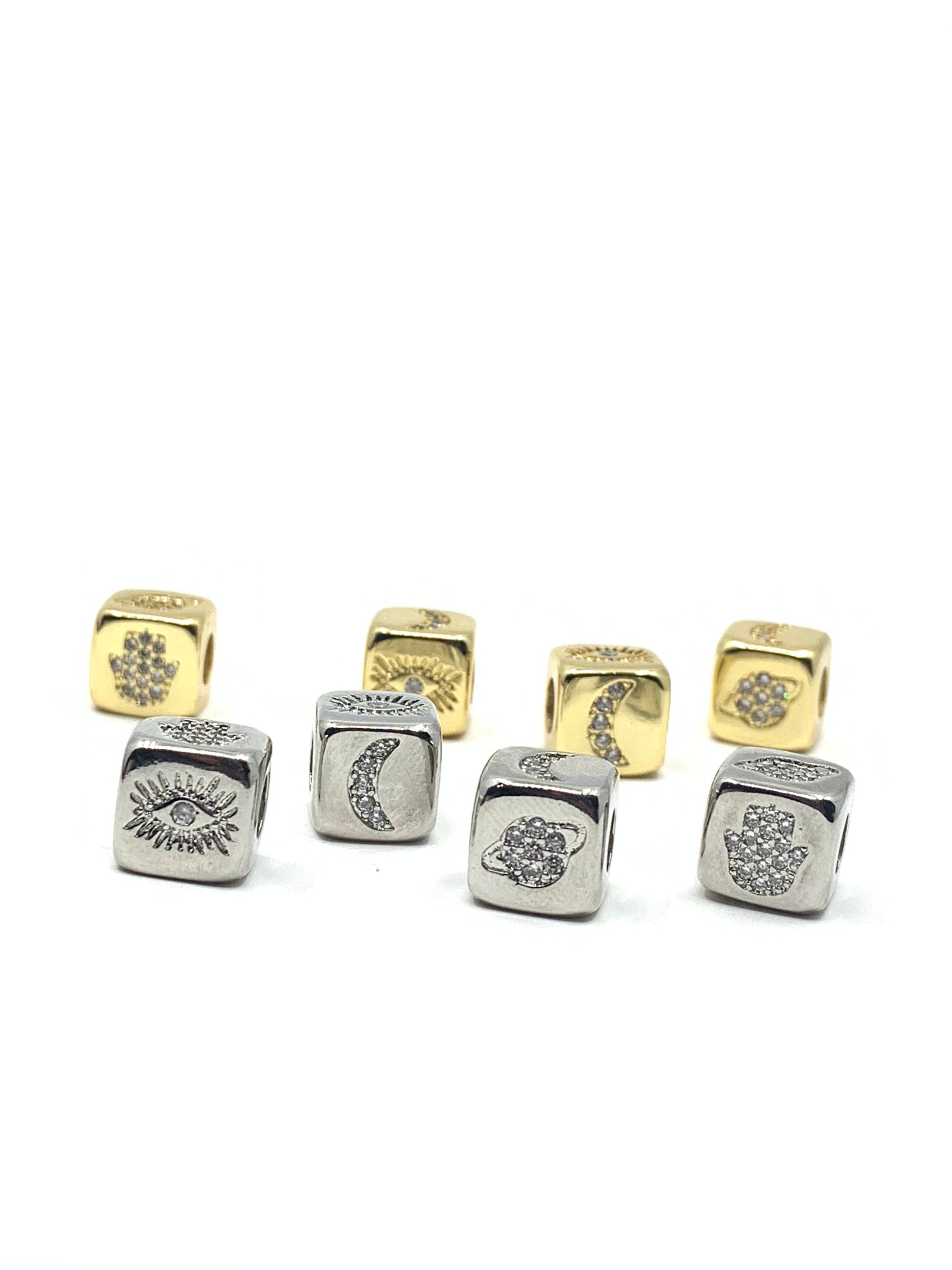 Cube Spacer Beads with Protection Signs | Bellaire Wholesale