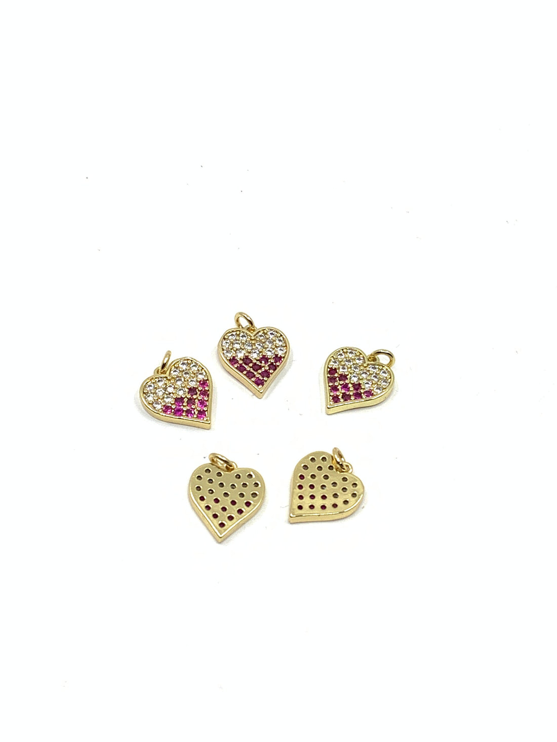 Bling Heart Charm: Pink & Clear CZ Stones