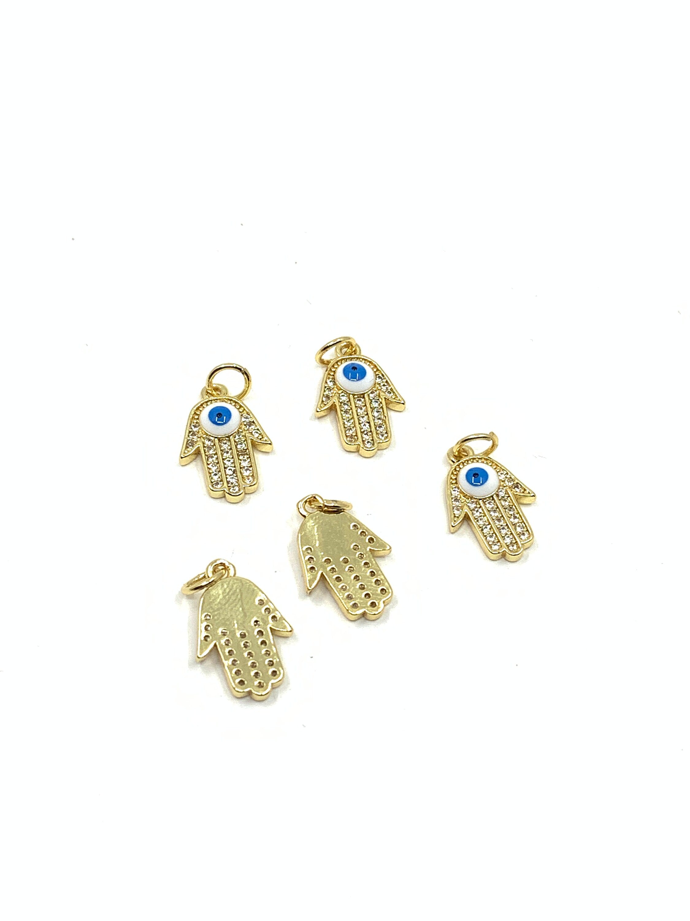 Gold Hamsa Evil Eye Charm for Protection