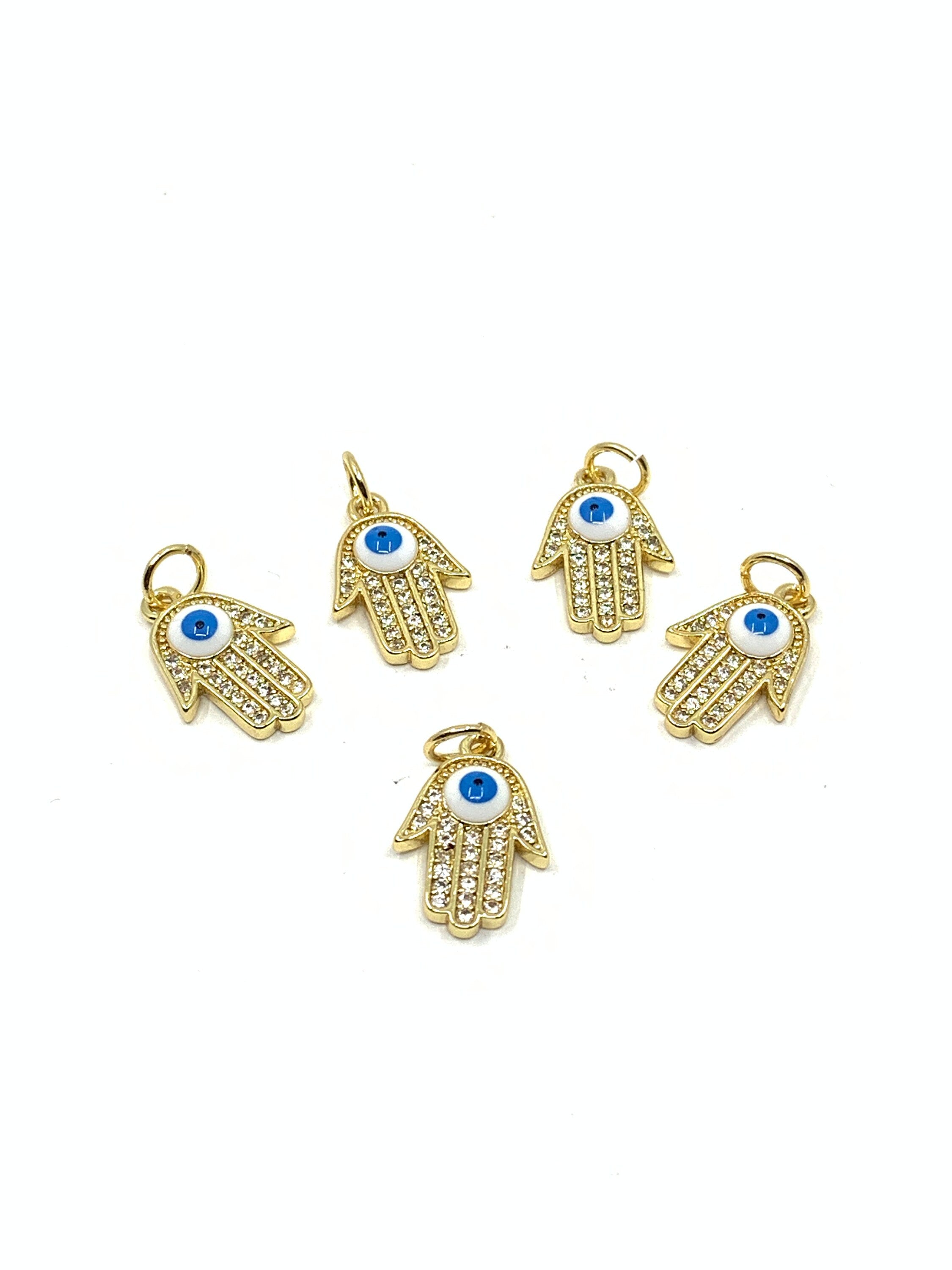 Gold Hamsa Evil Eye Charm for Protection