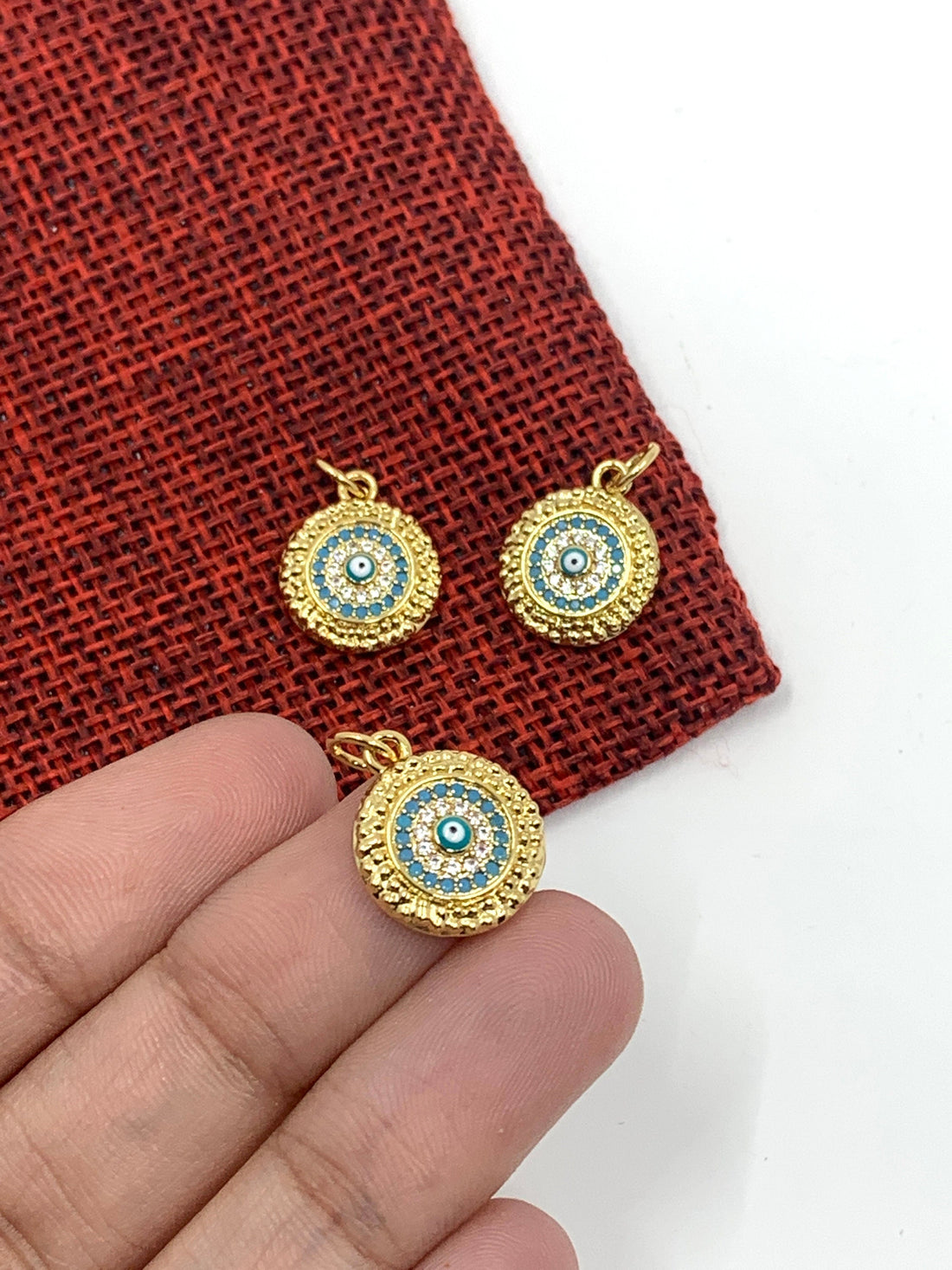 Gold Light Blue Evil Eye Charm | Bellaire Wholesale