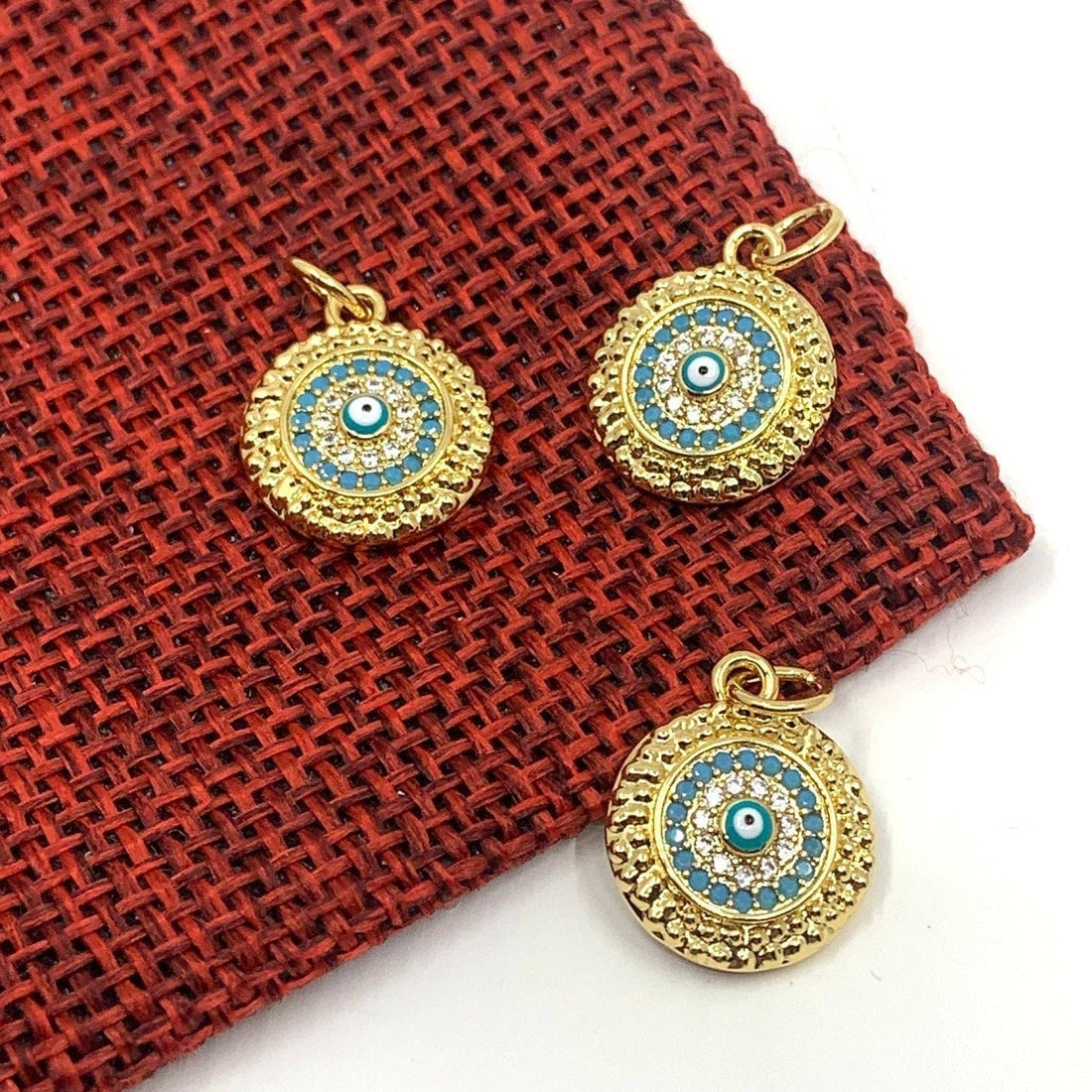 Gold Light Blue Evil Eye Charm | Bellaire Wholesale