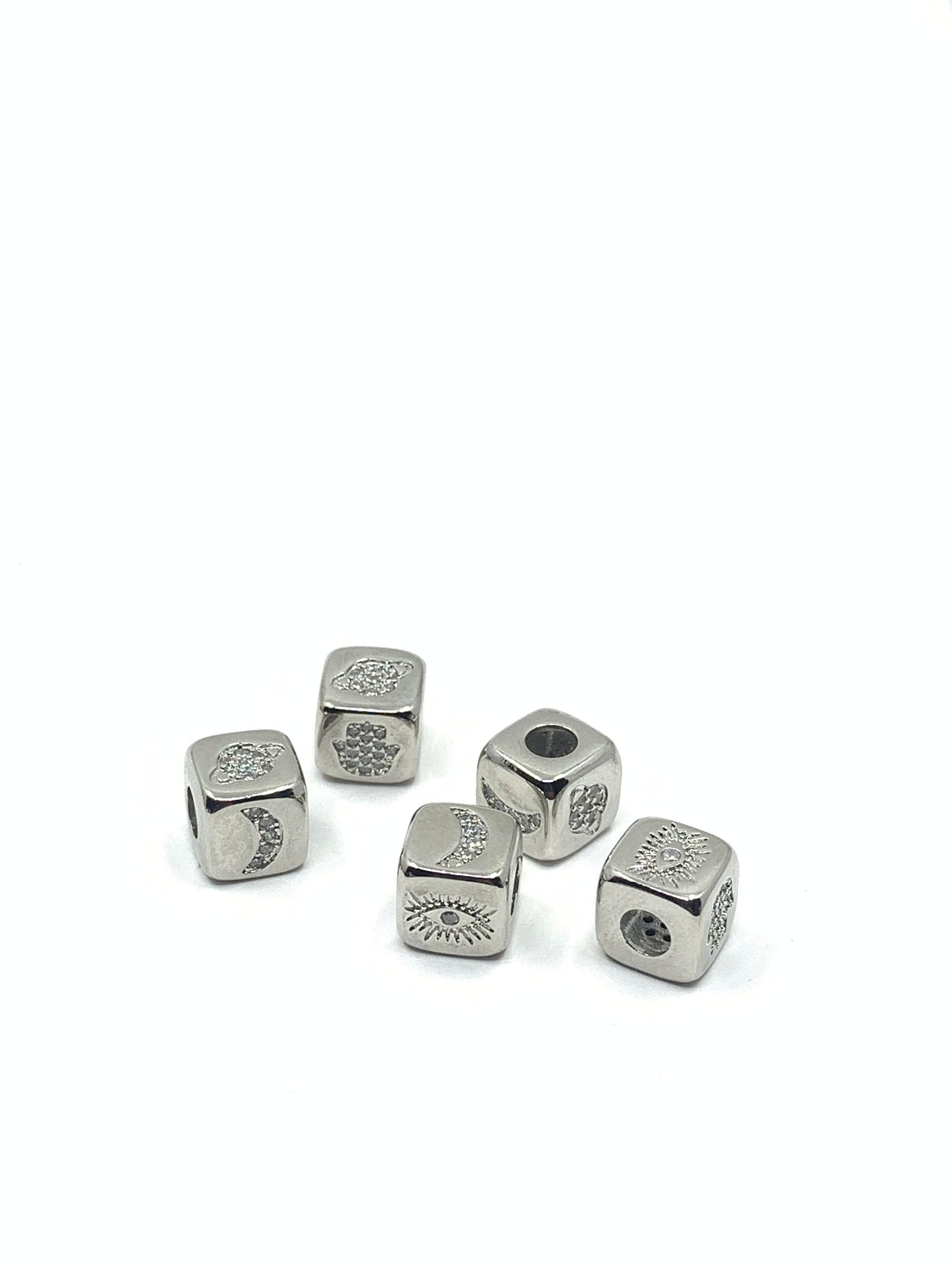 Cube Spacer Beads with Protection Signs | Bellaire Wholesale