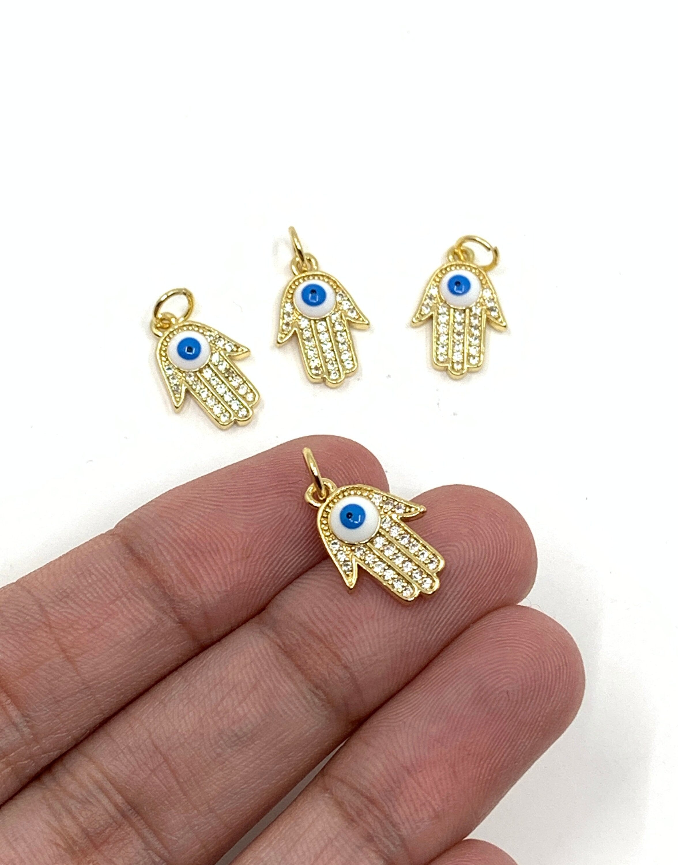 Gold Hamsa Evil Eye Charm for Protection