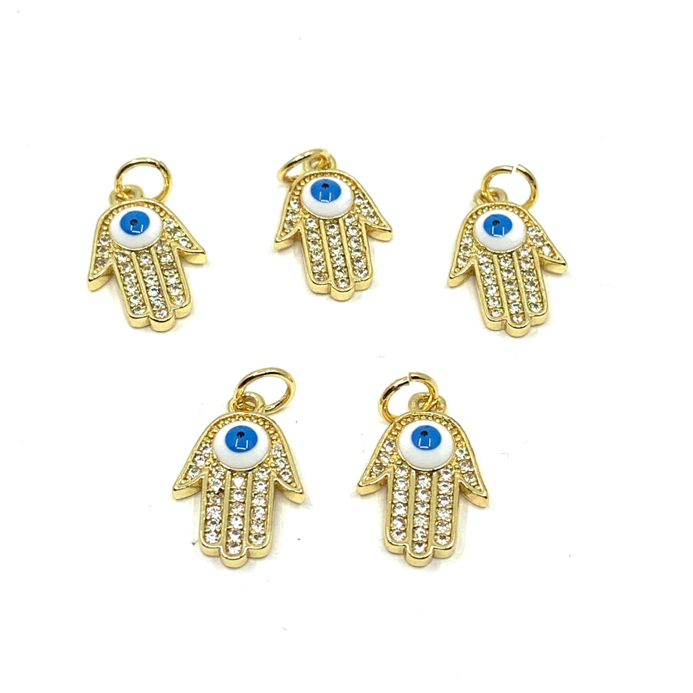Gold Hamsa Evil Eye Charm for Protection