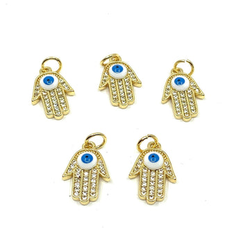 Gold Hamsa Evil Eye Charm for Protection