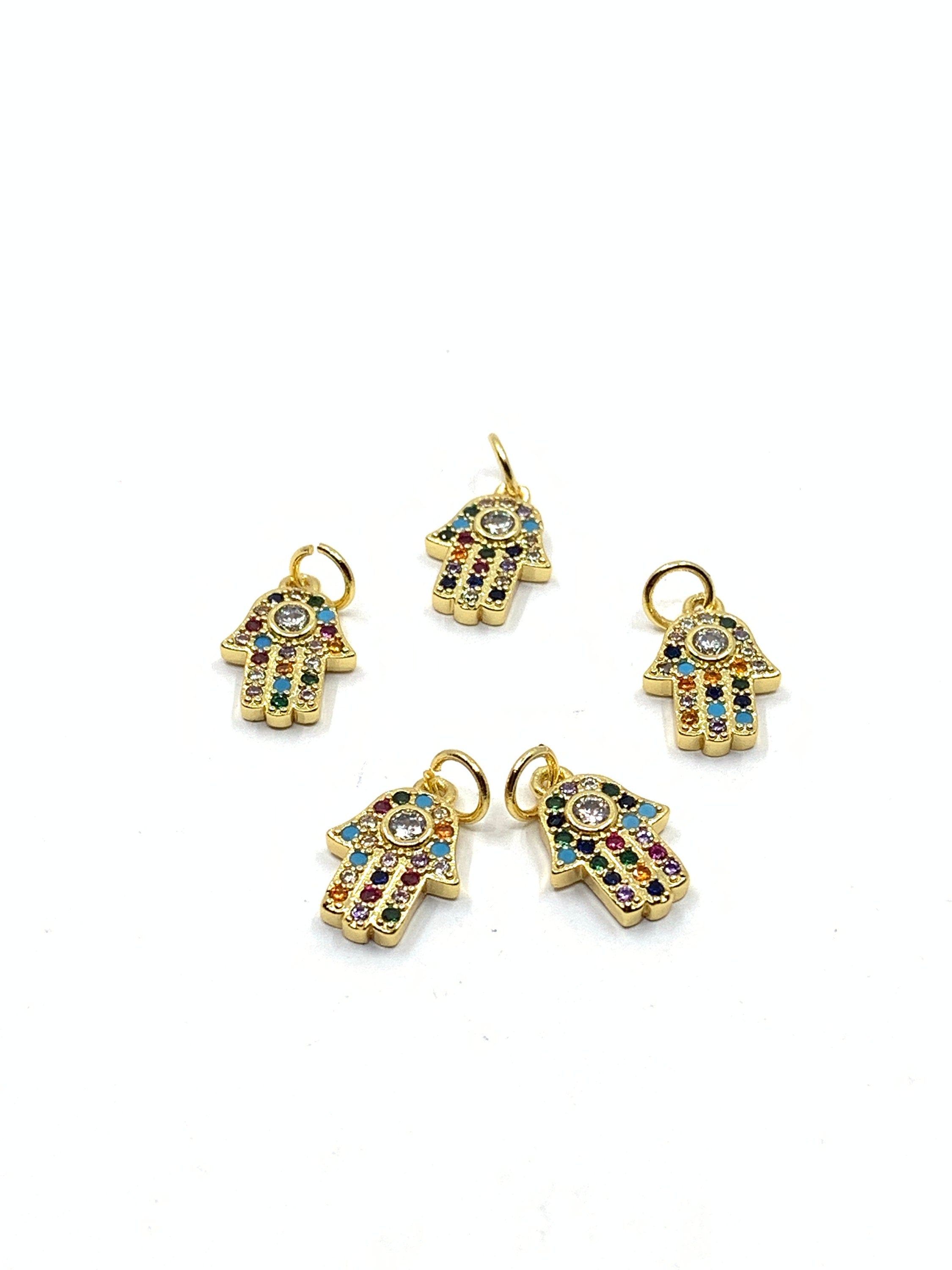 Multi Colored Dainty Hamsa Charm