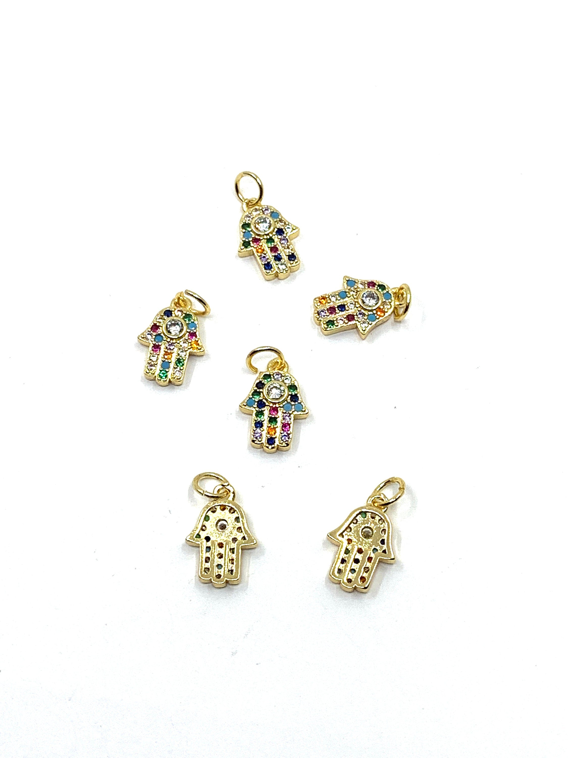 Multi Colored Dainty Hamsa Charm