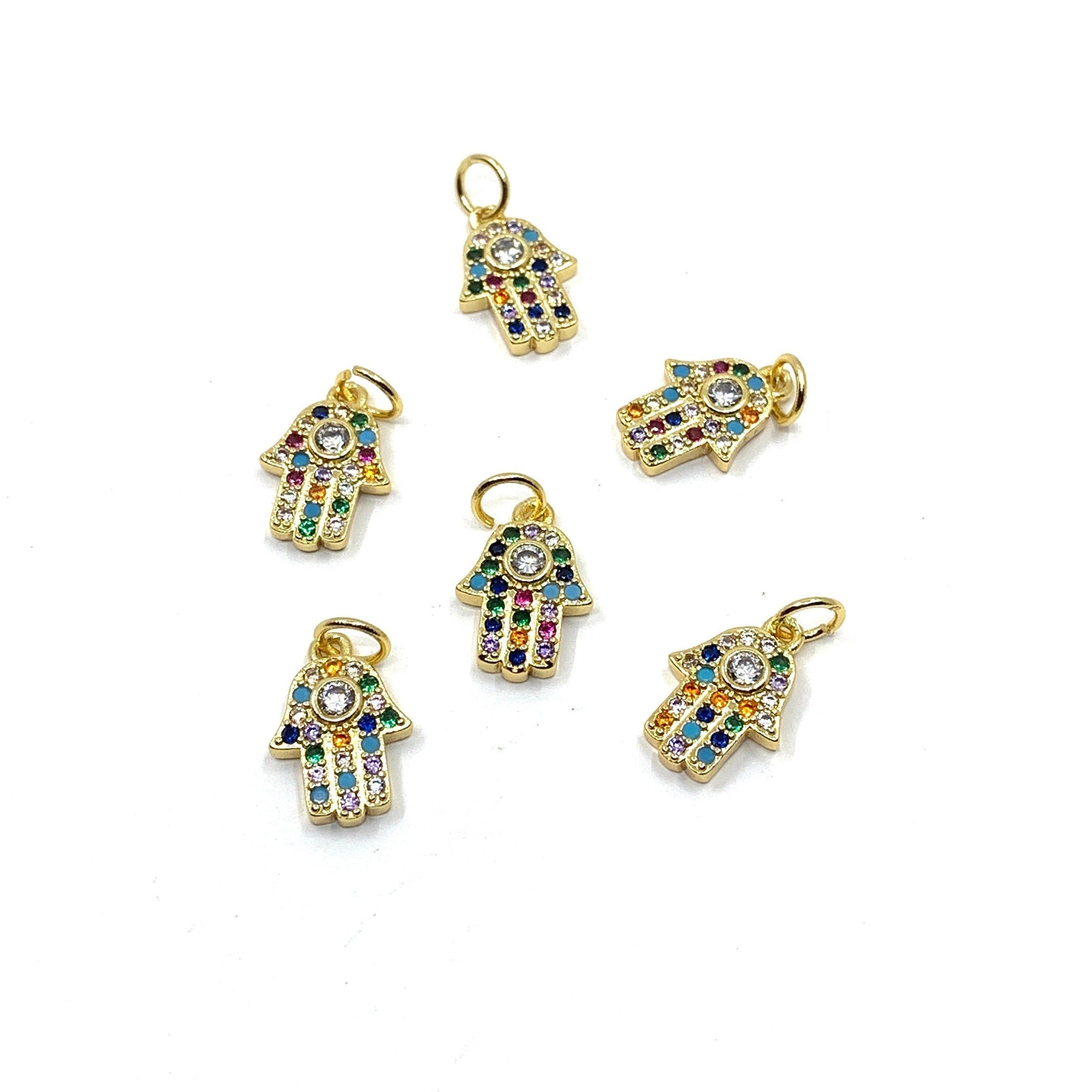 Multi Colored Dainty Hamsa Charm