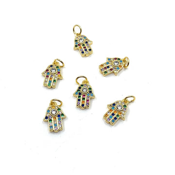 Multi Colored Dainty Hamsa Charm