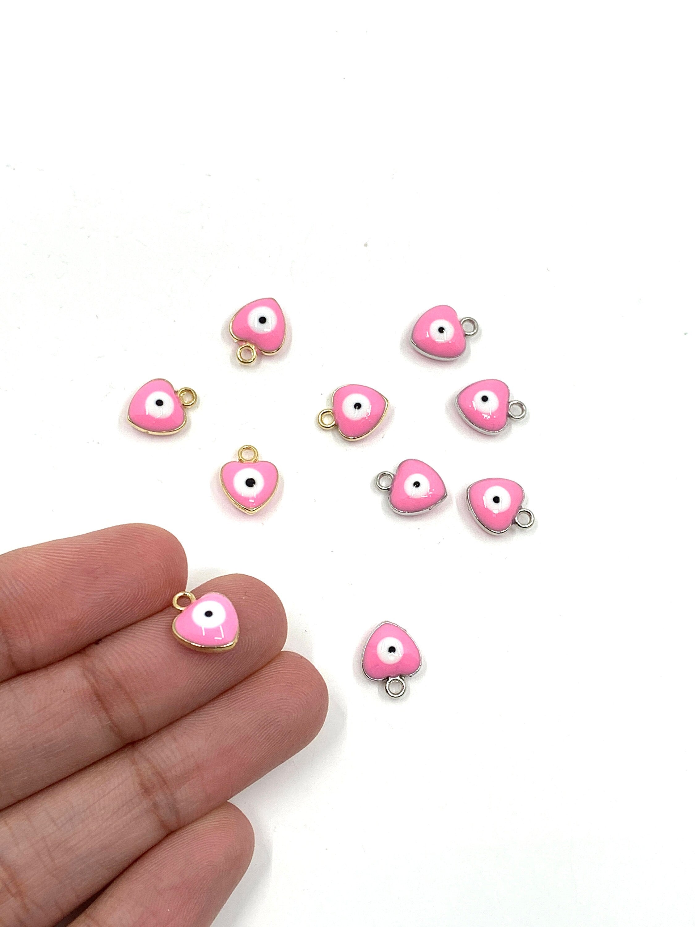 Heart Shape Pink Evil Eye Charm | Bellaire Wholesale