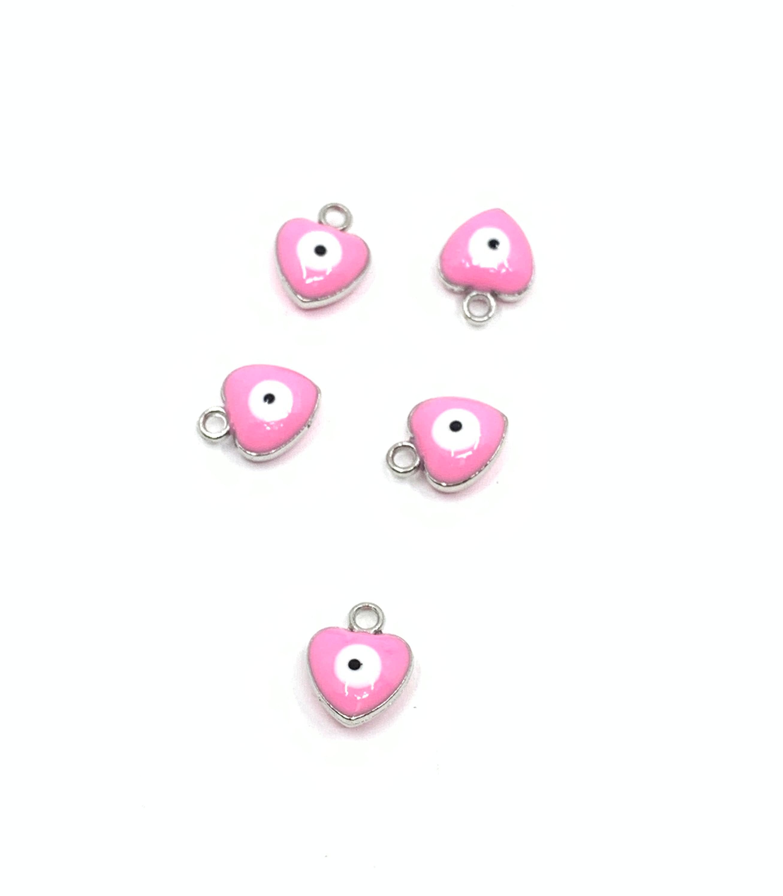 Heart Shape Pink Evil Eye Charm | Bellaire Wholesale