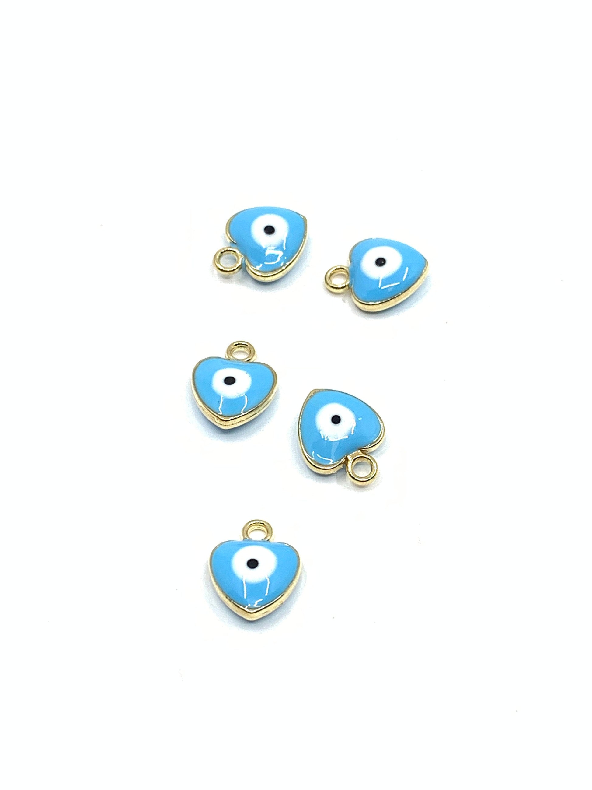 Light Blue Evil Eye Charm, Heart Shape | Bellaire Wholesale
