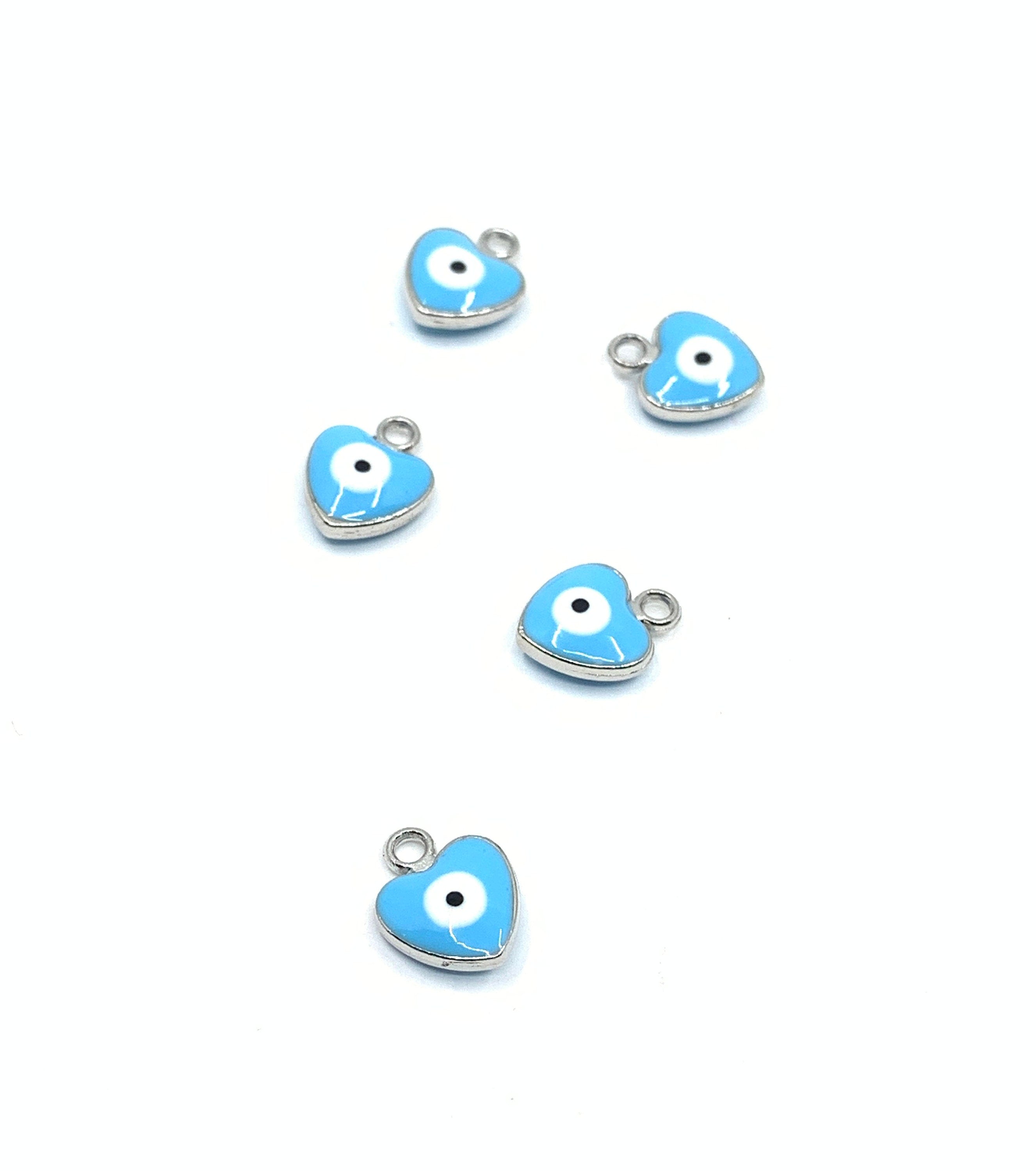 Light Blue Evil Eye Charm, Heart Shape | Bellaire Wholesale