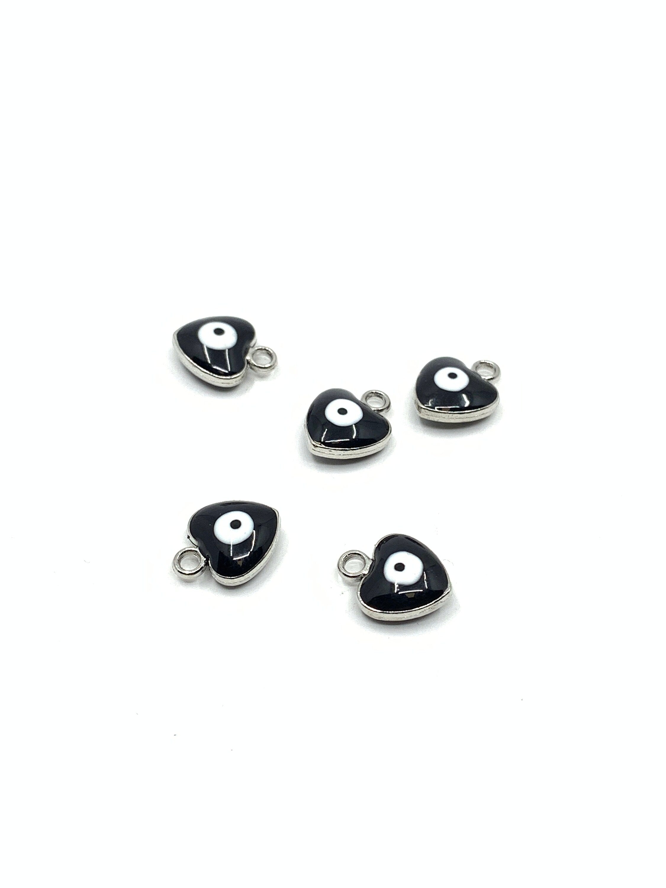 Black Evil eye charm, heart shape | Bellaire Wholesale