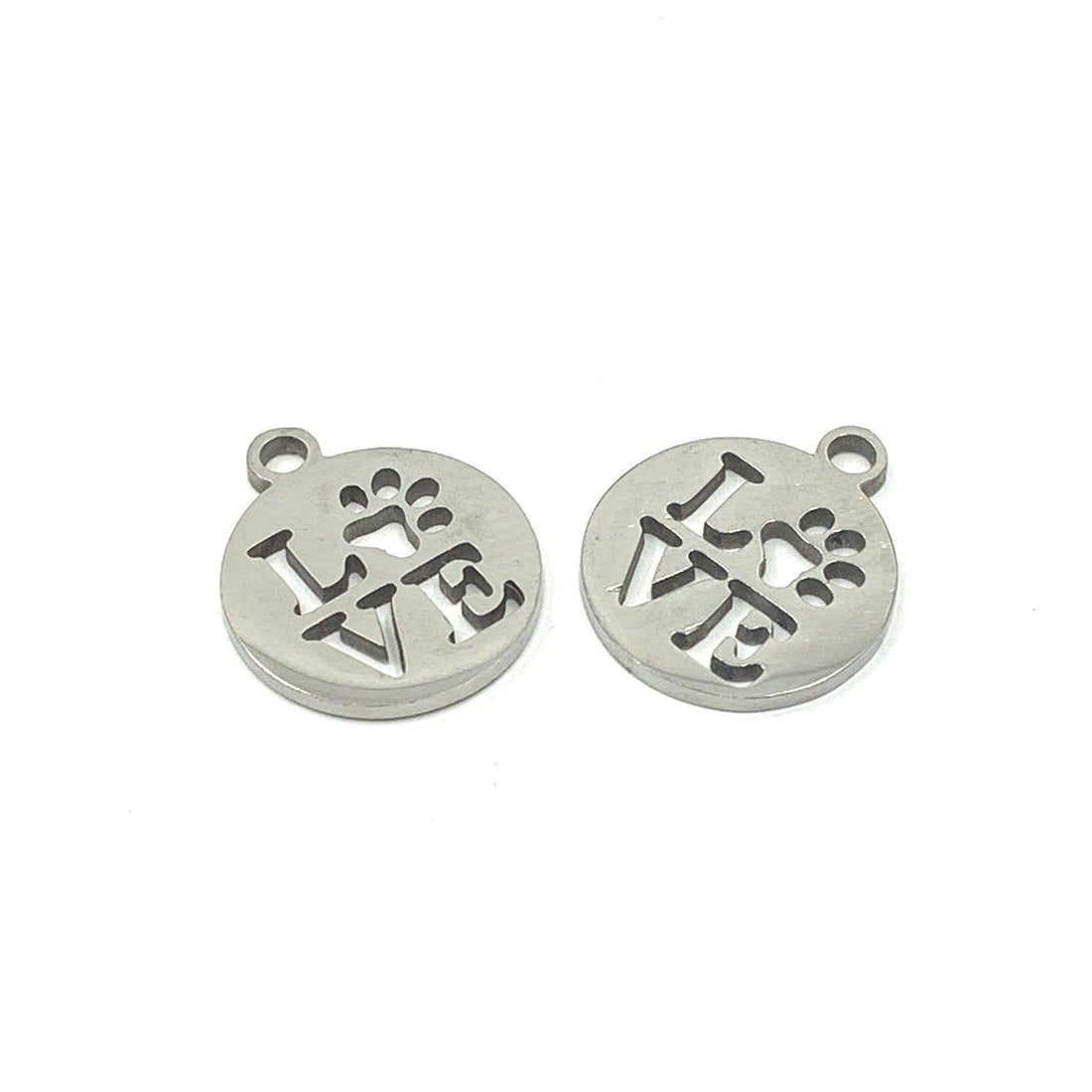 Stainless Steel Love Paw Print Charm
